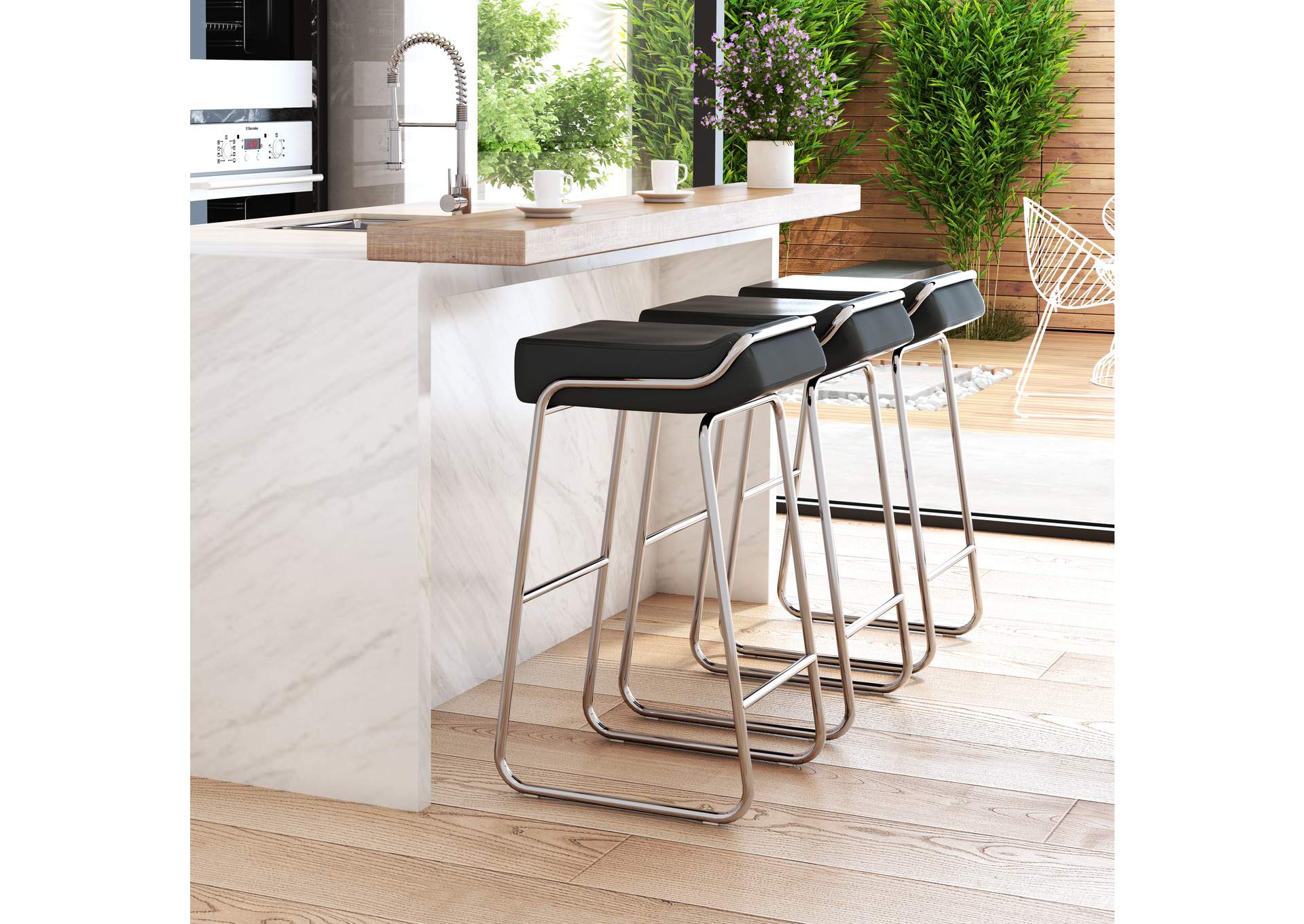 Wedge Barstool (Set Of 2) Black image 1