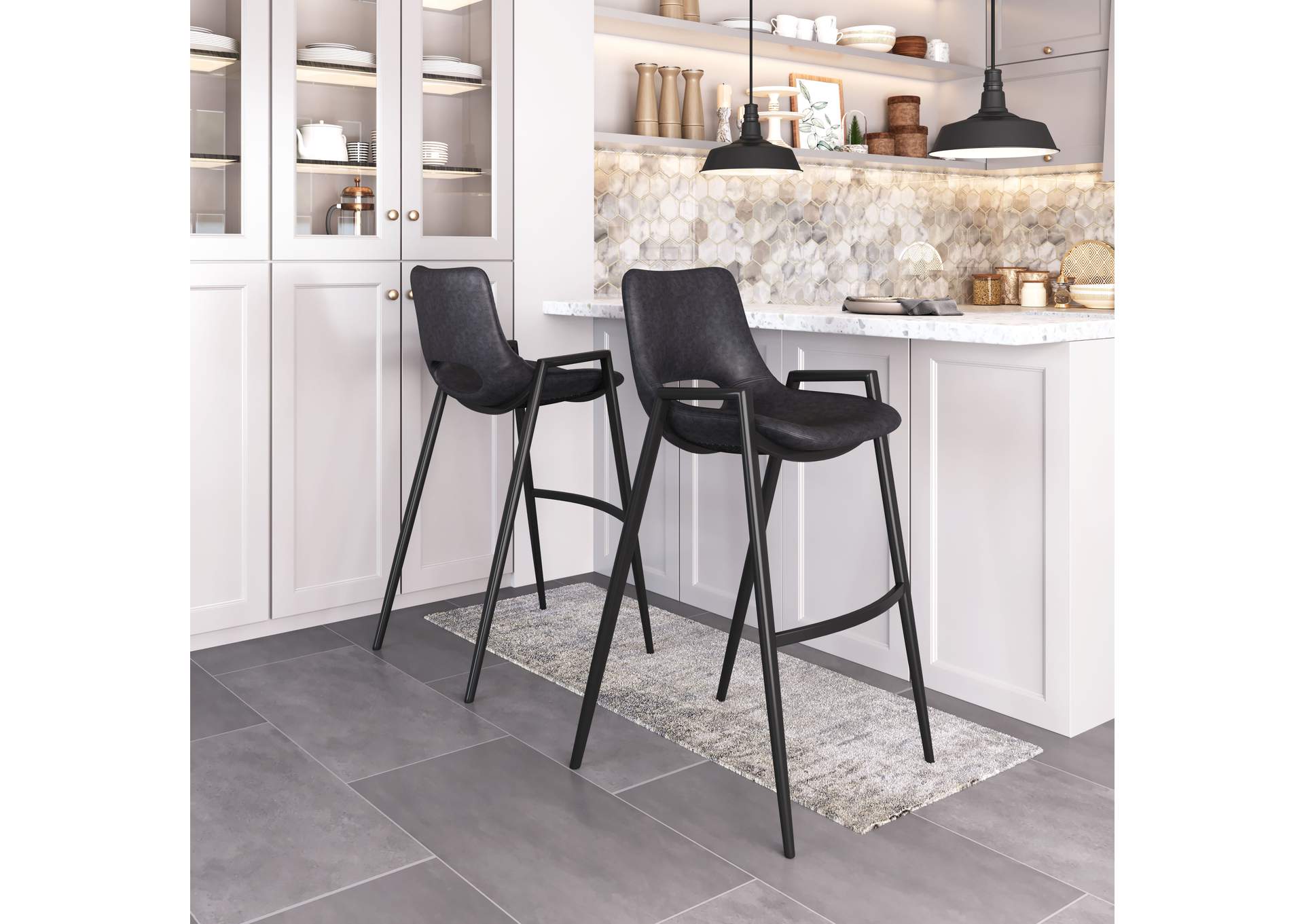Desi Barstool (Set Of 2) Black image 1
