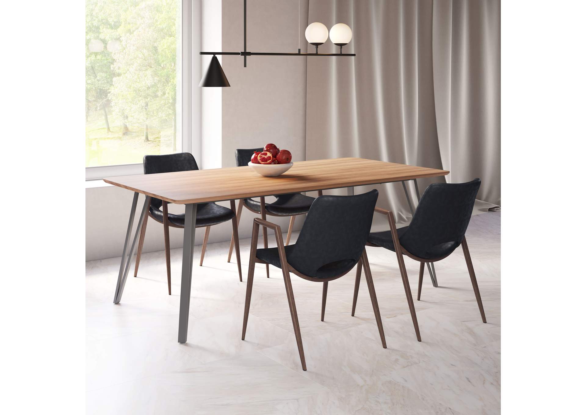 Desi Dining Chair (Set Of 2) Black & Walnut image 3