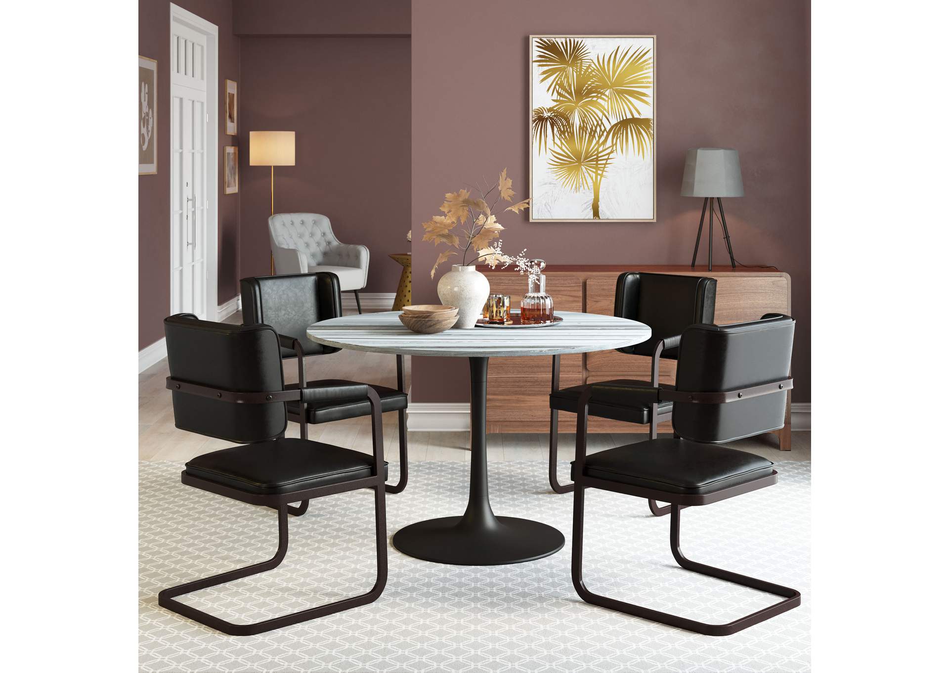 Central City Dining Table Gray & Black image 1