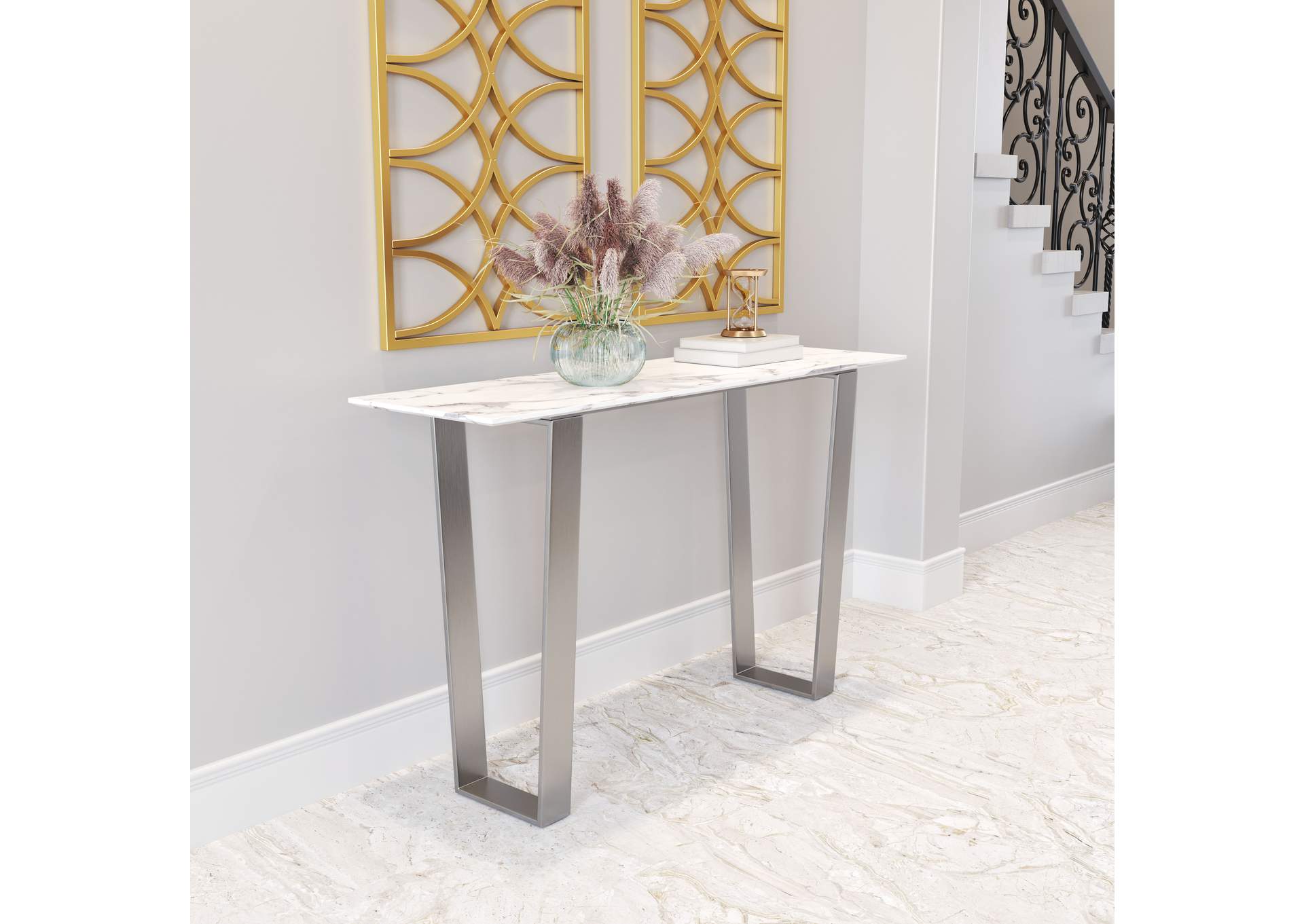 Atlas Console Table White & Silver image 1