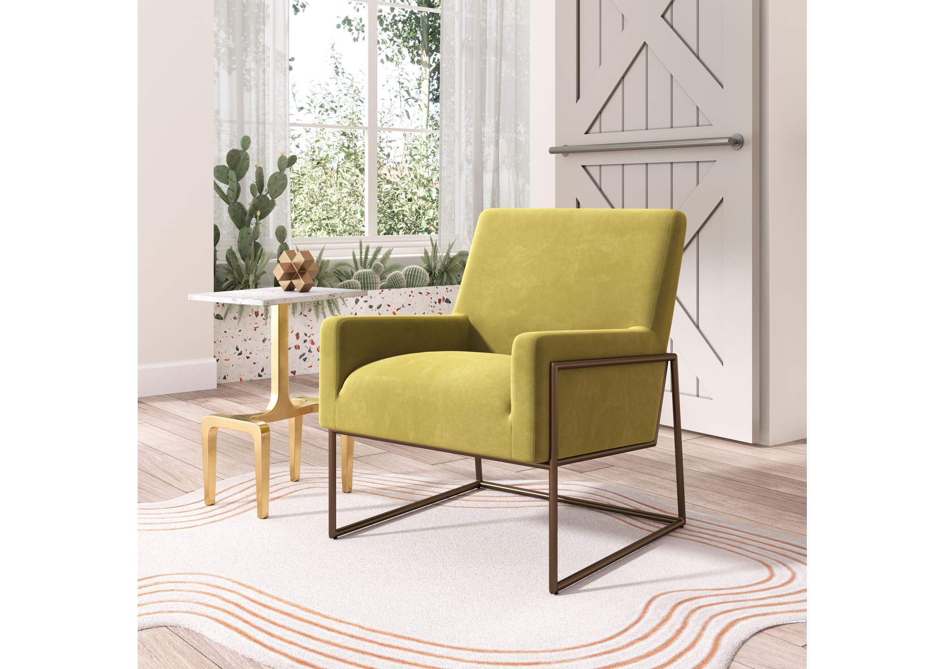 New York Accent Chair Olive Green image 1