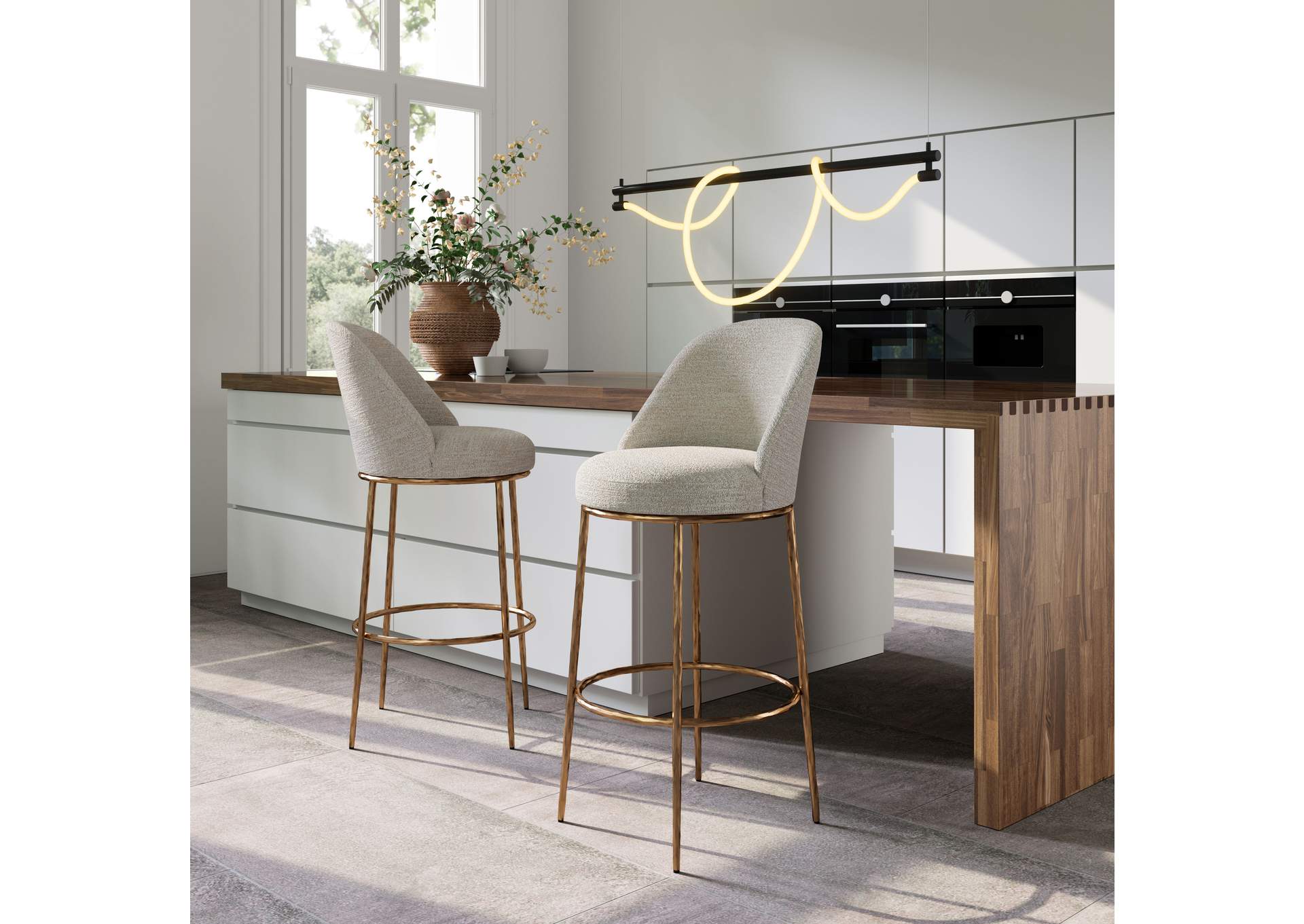 Nordhavn Swivel Barstool Beige & Gold image 1