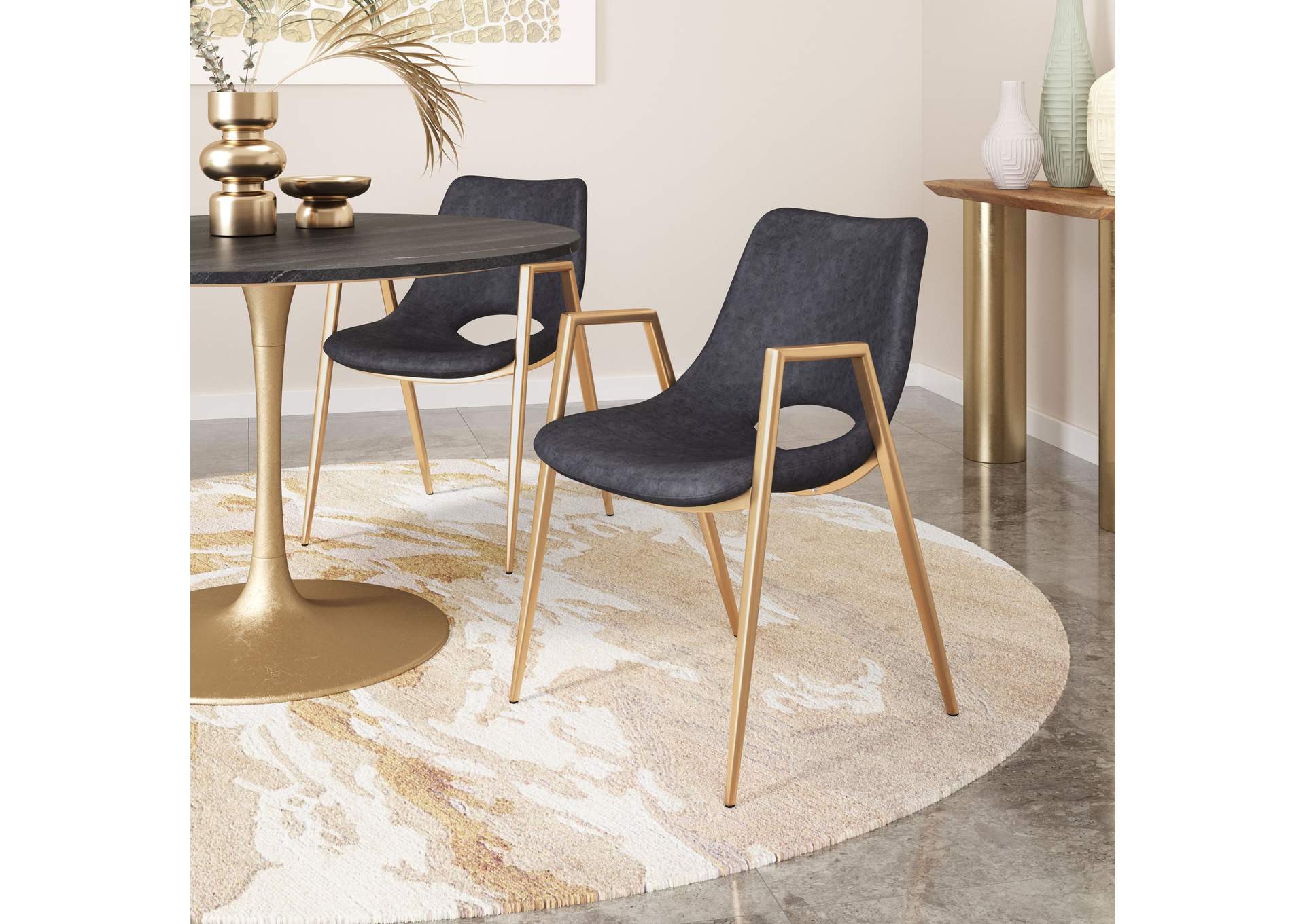 Desi Dining Chair (Set Of 2) Black & Gold image 1