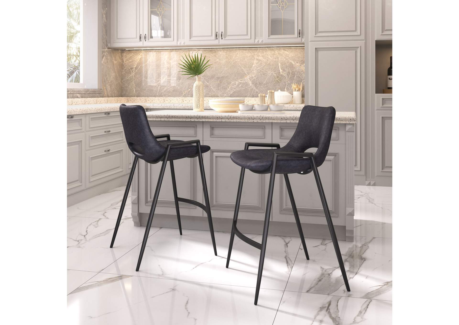 Desi Counter Stool (Set Of 2) Black image 1