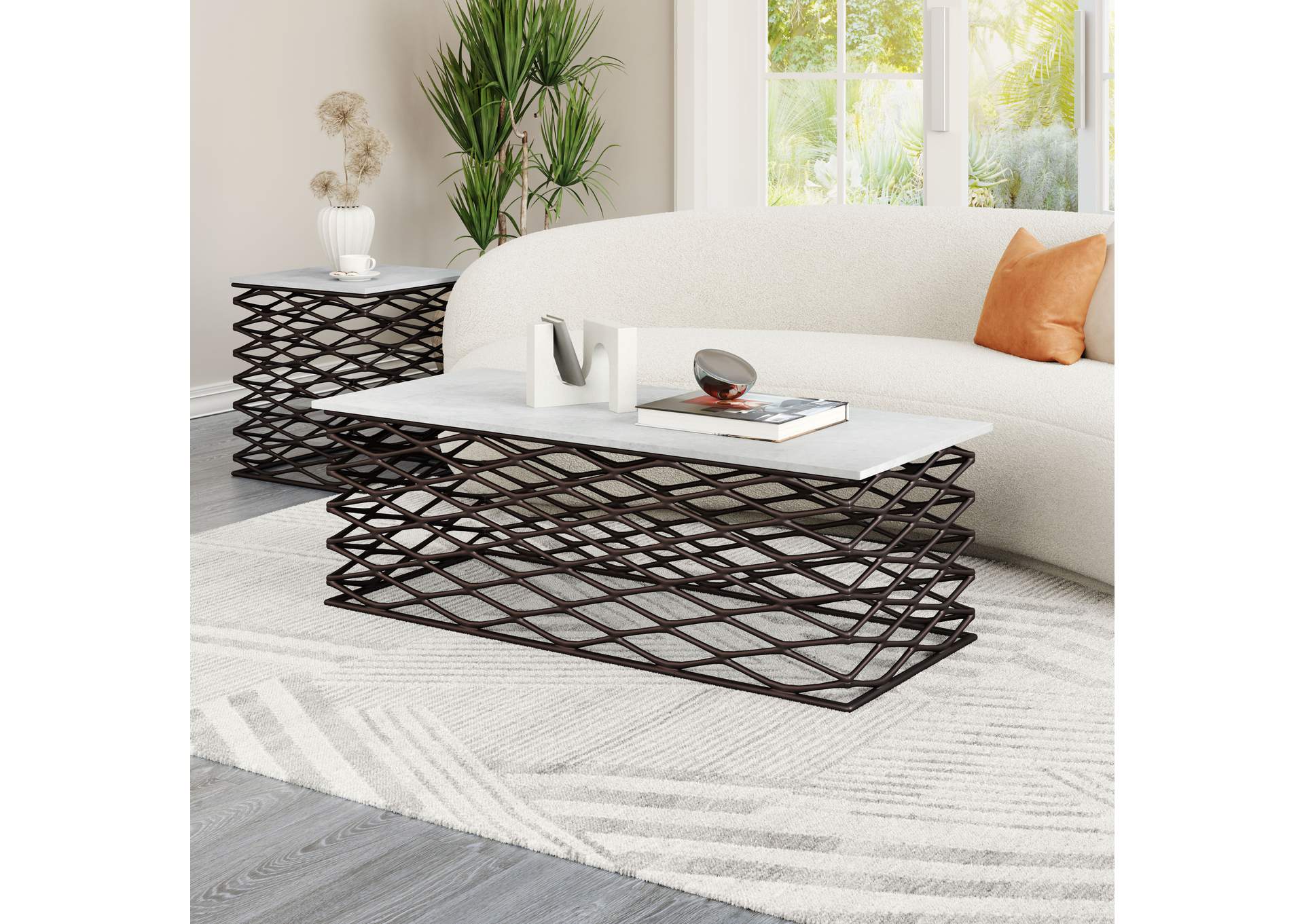 Duchess Coffee Table White & Antique Bronze