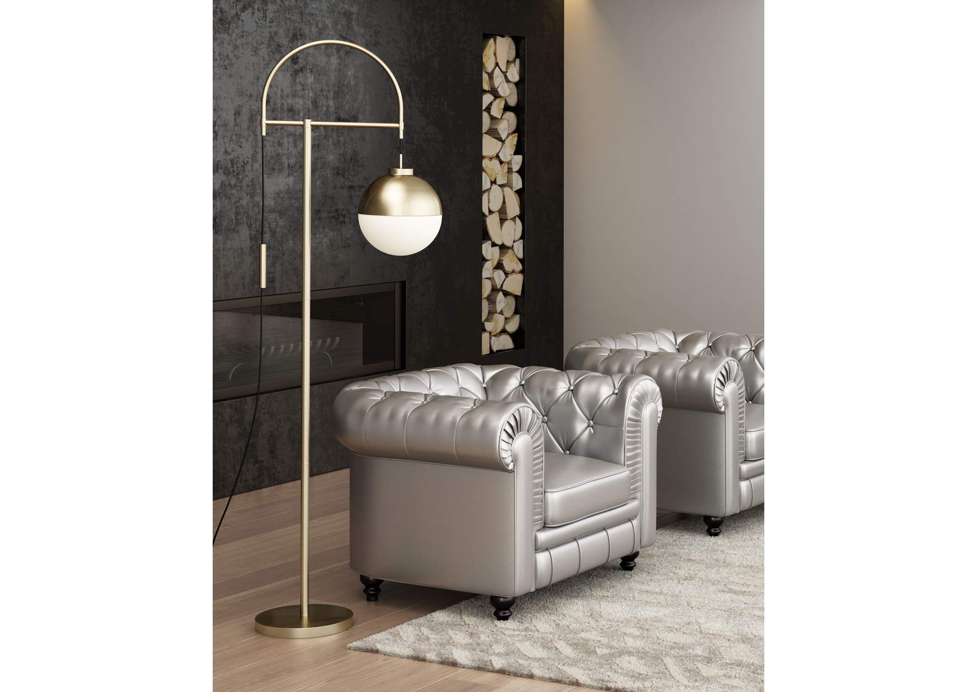 Waterloo Floor Lamp White & Bronze image 1