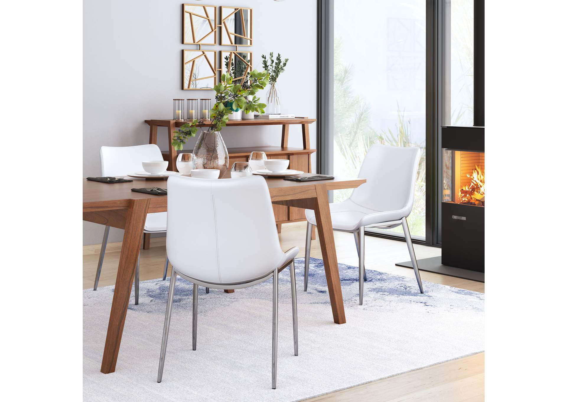 Magnus Dining Chair (Set Of 2) White & Silver image 4