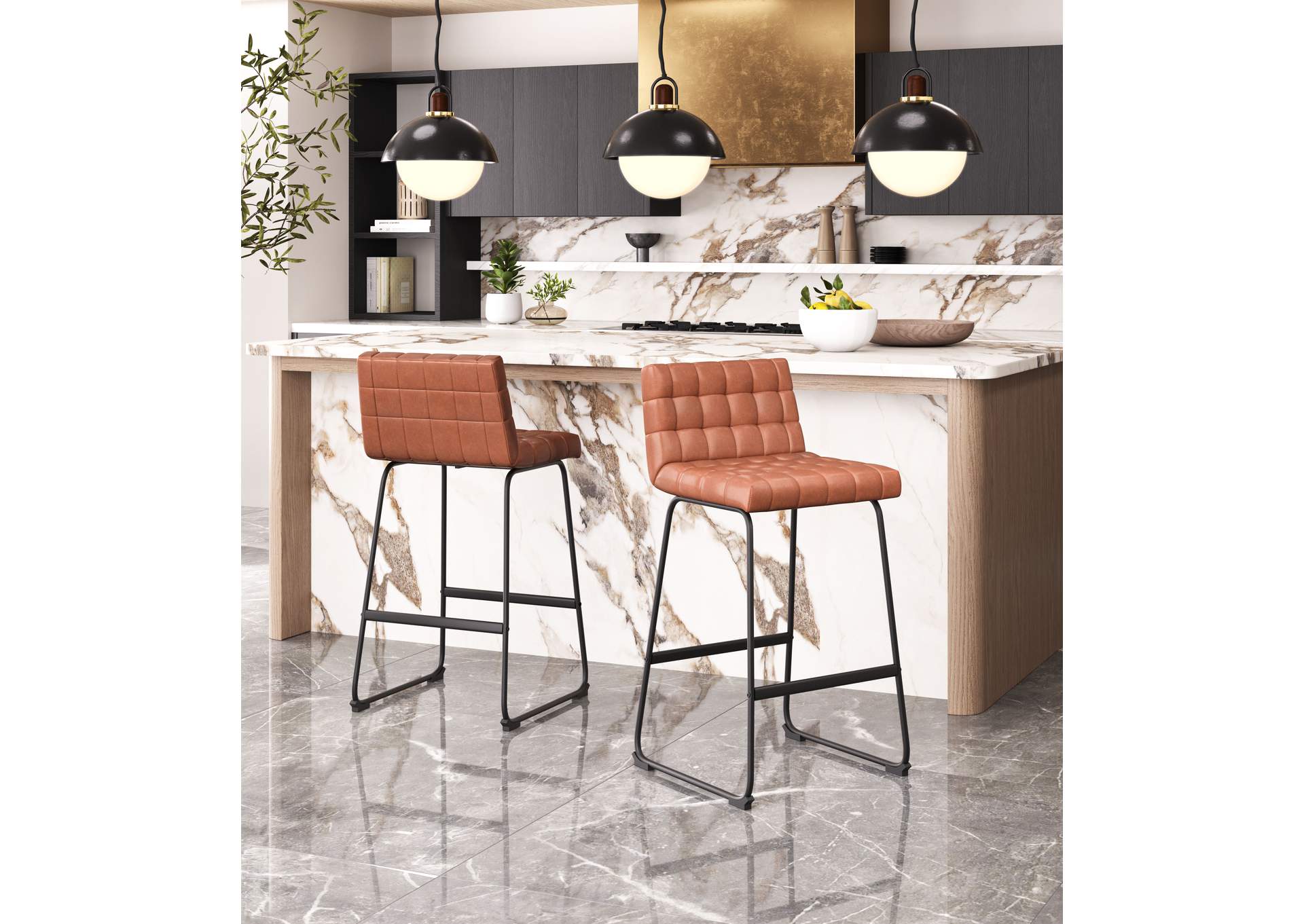 Pago Barstool (Set Of 2) Brown image 1
