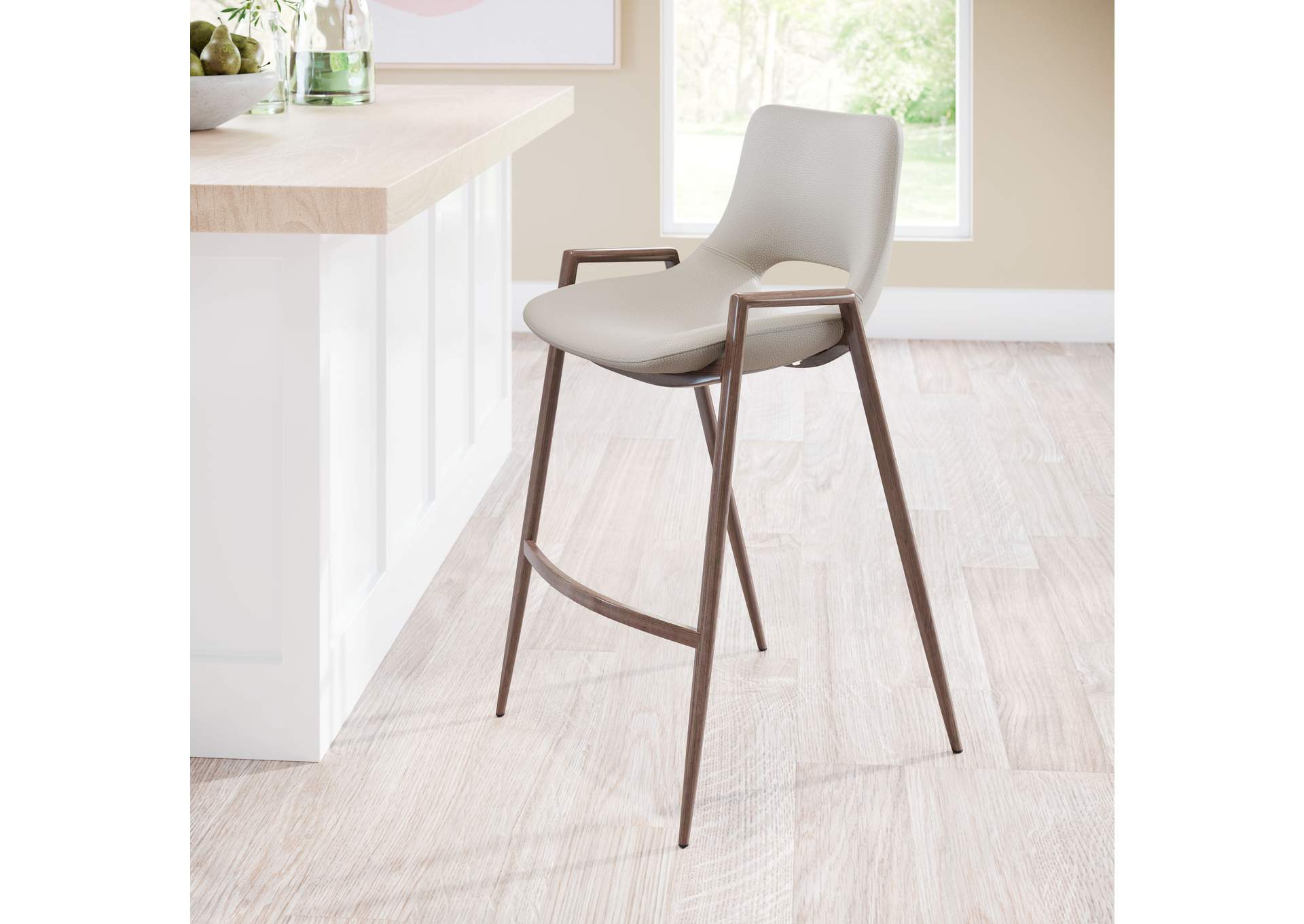 Desi Counter Stool (Set Of 2) Beige & Walnut image 1