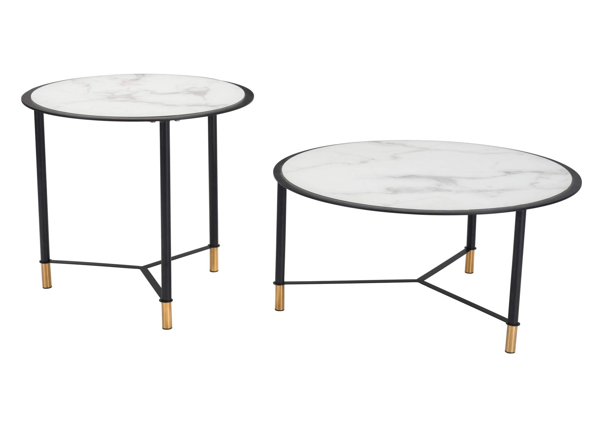 Davis Coffee Table Set (2-Piece) White & Black image 4
