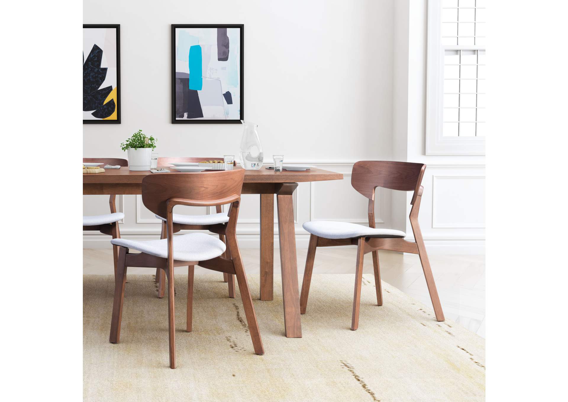 Russell Dining Chair (Set Of 2) Walnut & Light Gray image 3