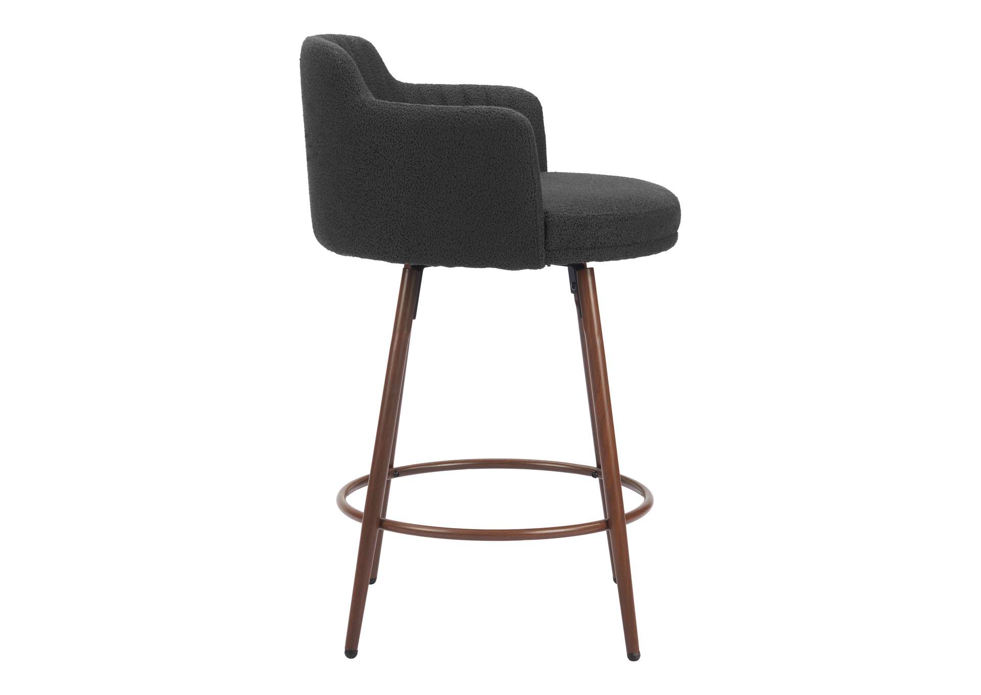 Kono Swivel Counter Stool (Set Of 2) Black & Walnut image 3