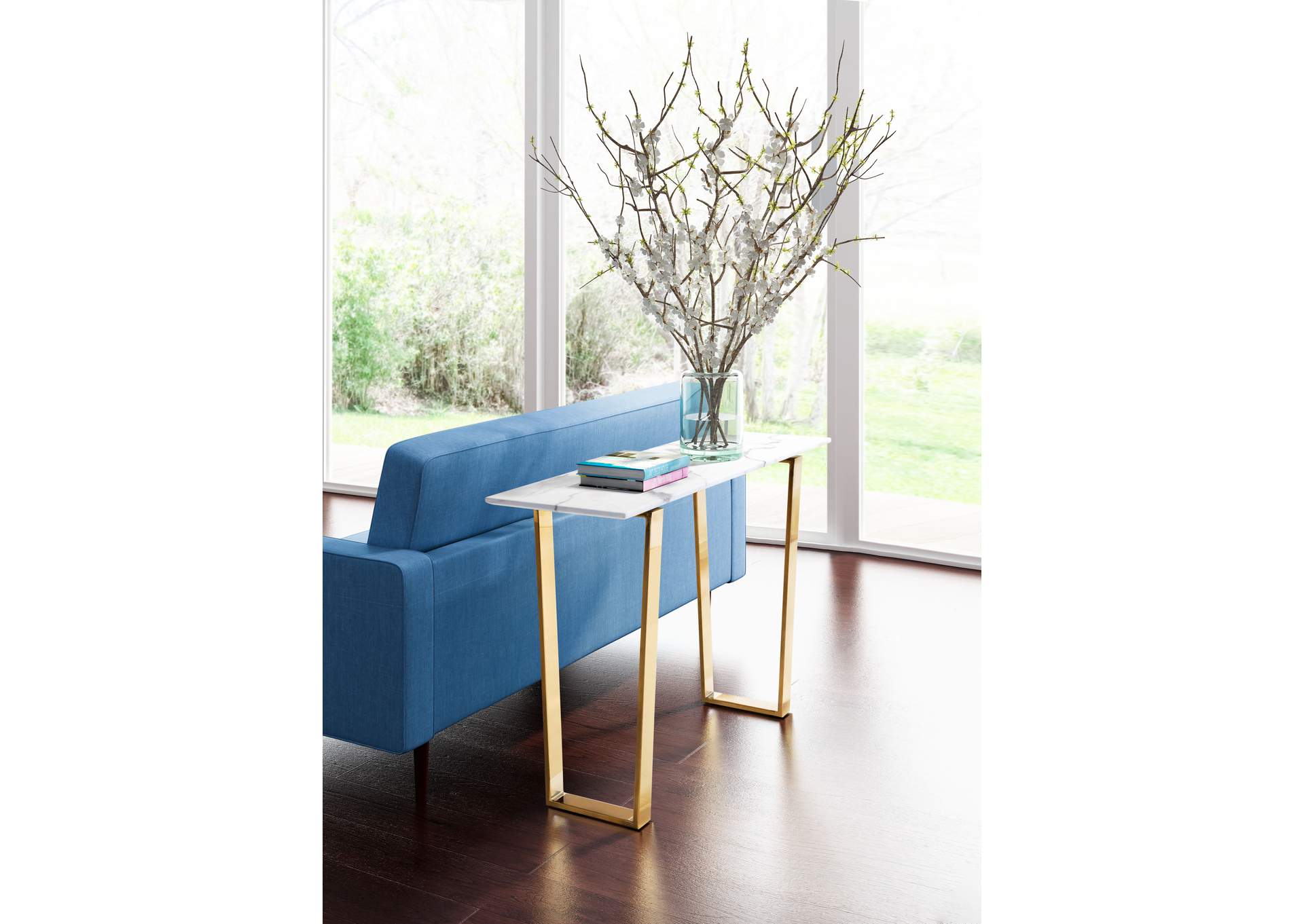 Atlas Console Table White & Gold image 1