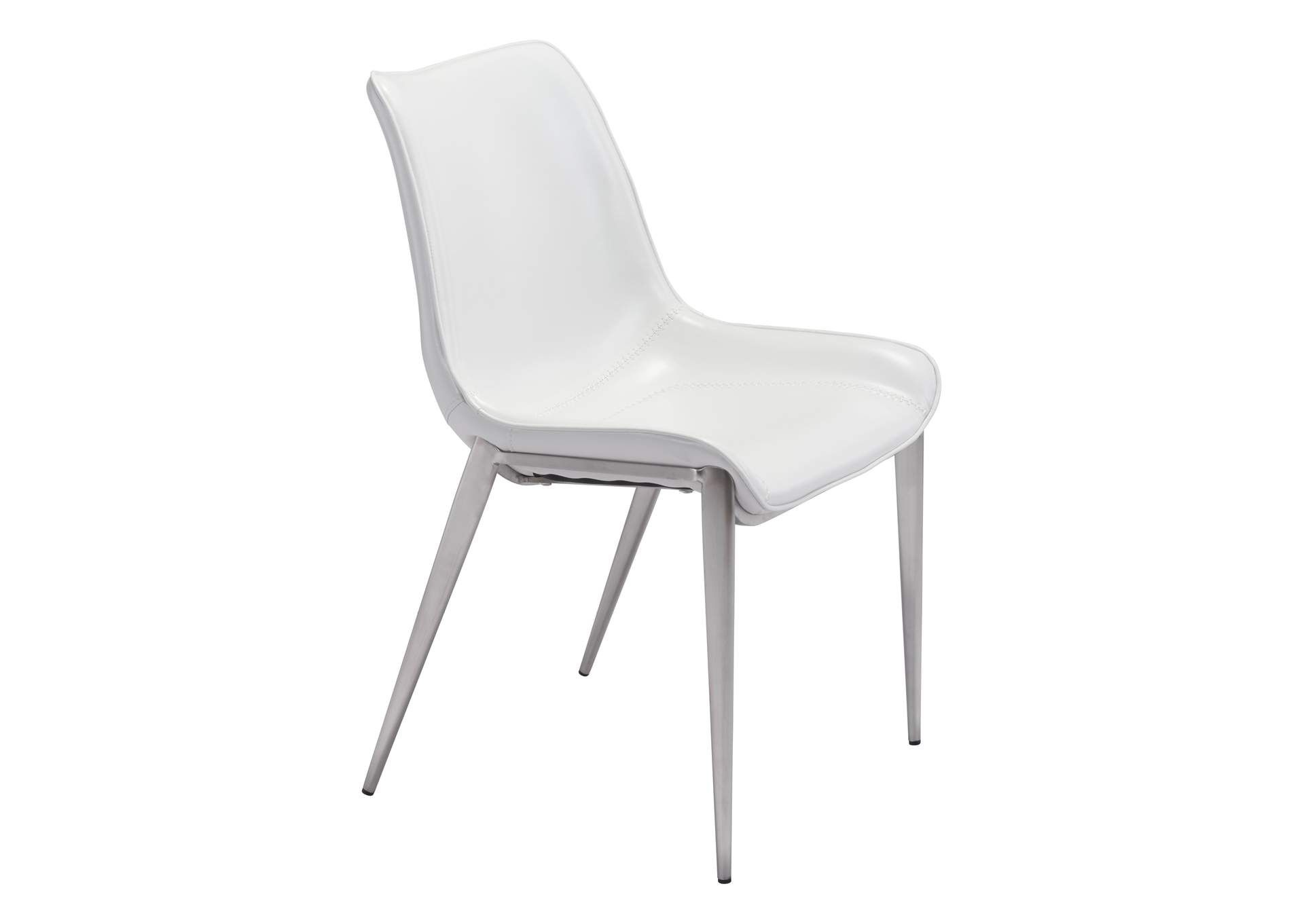 Magnus Dining Chair (Set Of 2) White & Silver image 5