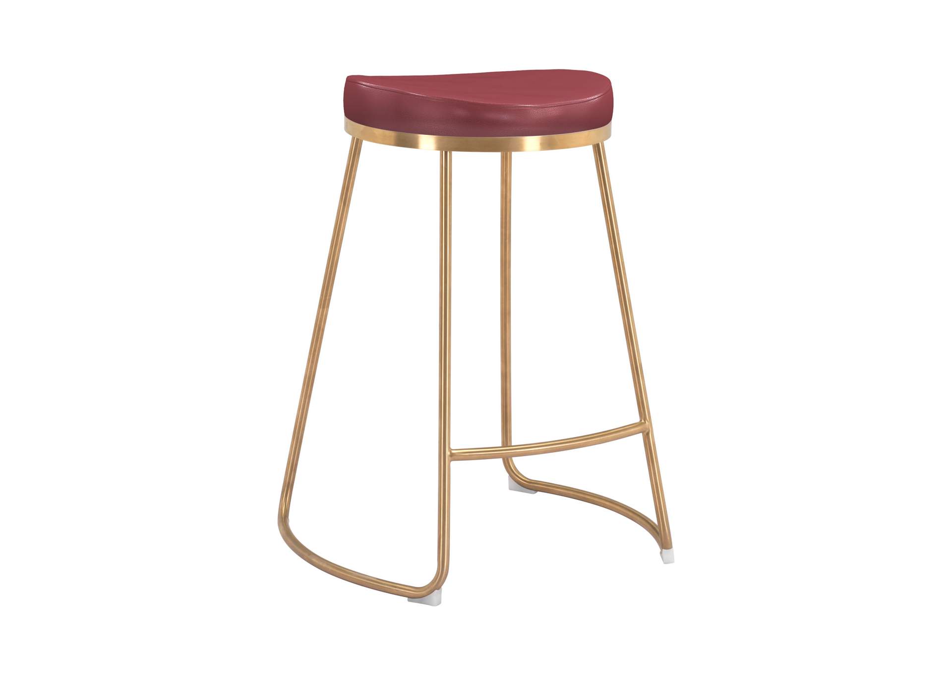Bree Counter Stool (Set Of 2) Burgundy & Gold image 4