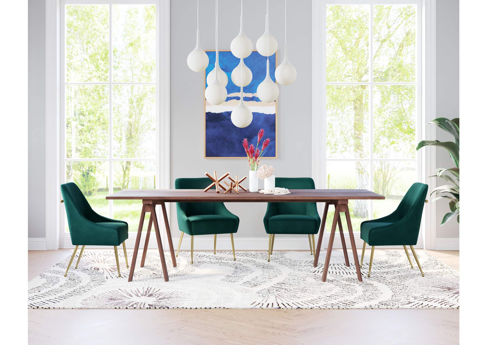 Maxine Dining Chair Green & Gold image 3