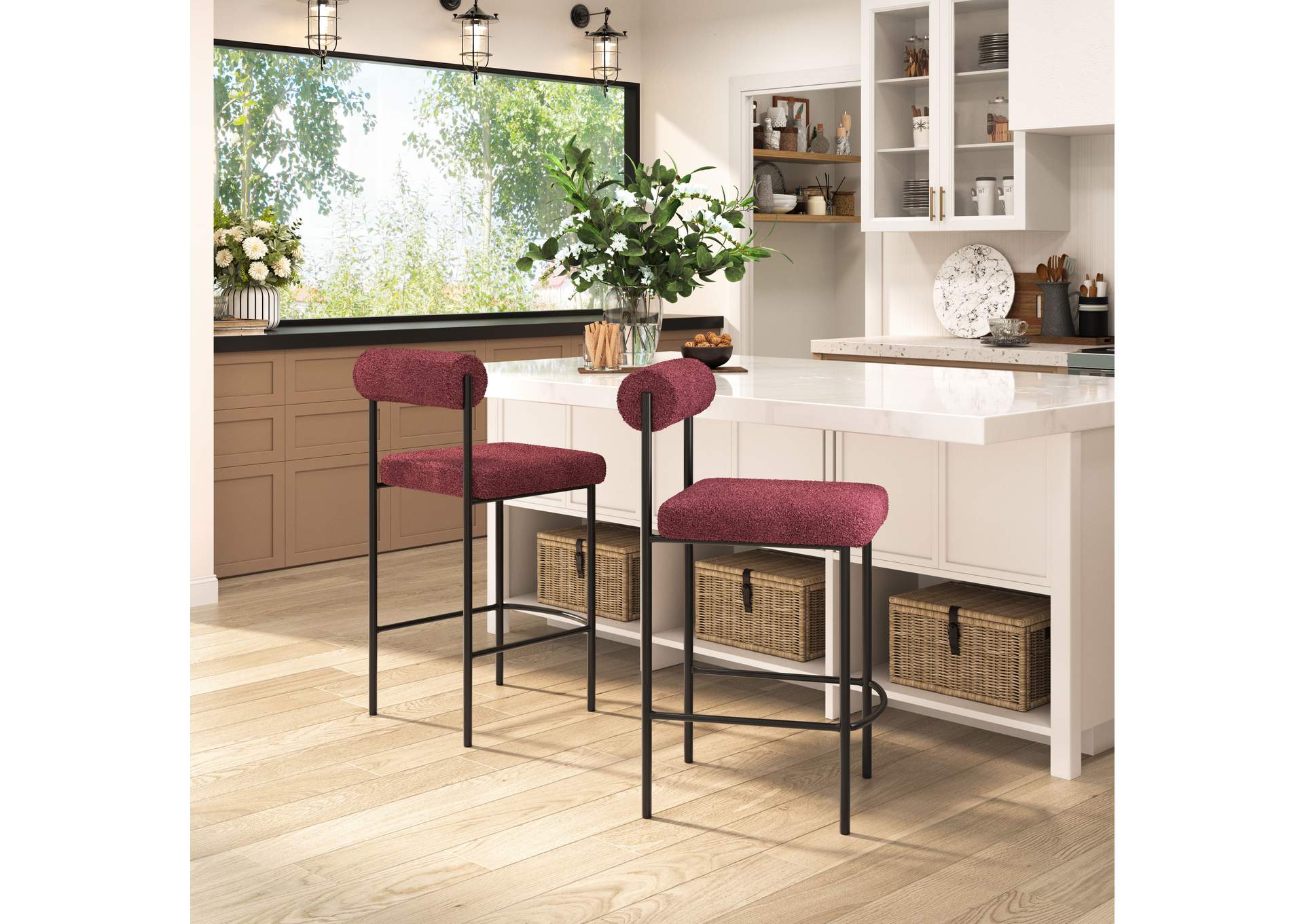 Livorno Counter Stool (Set Of 2) Red & Bronze image 1