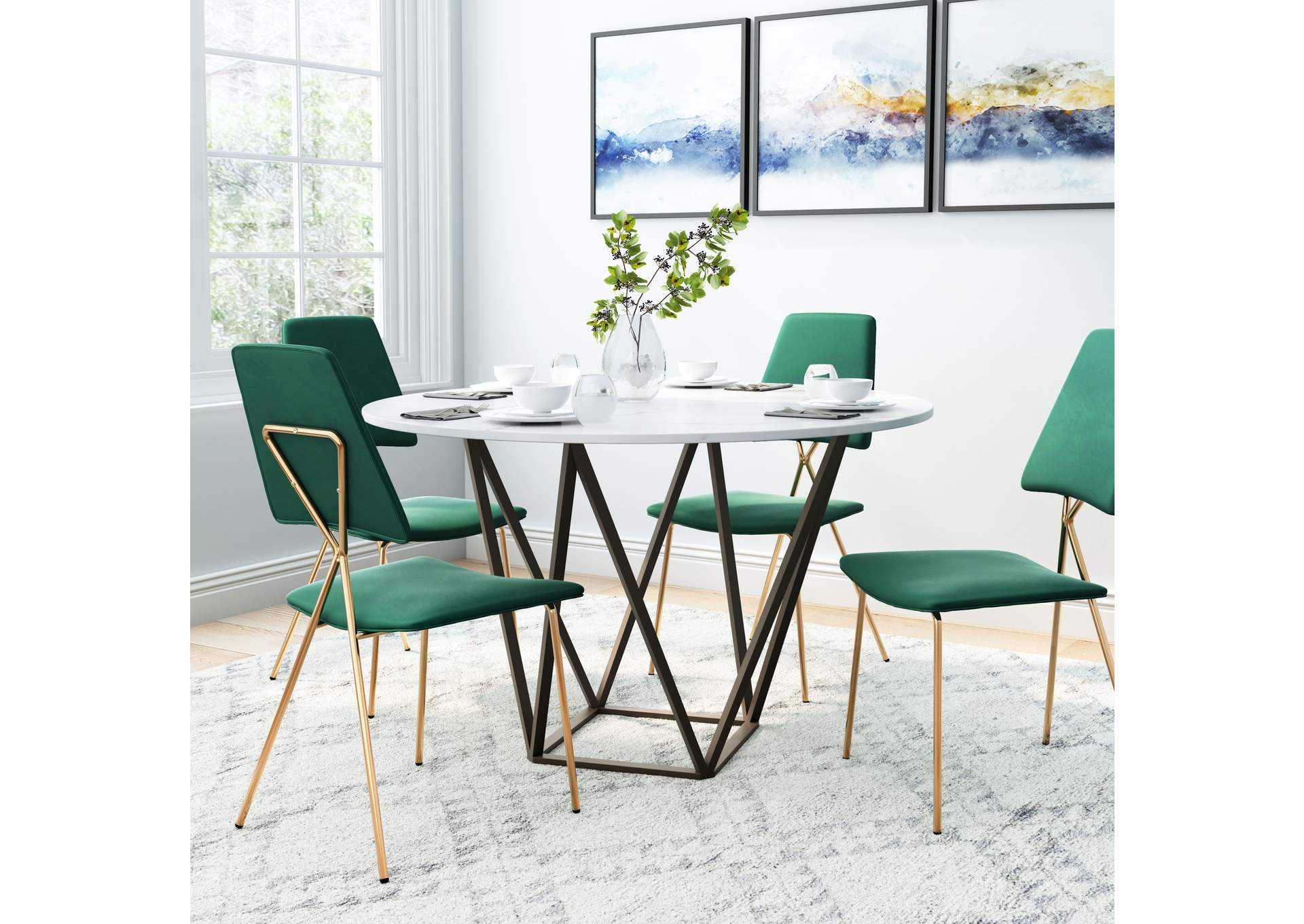 Tintern Dining Table White & Antique Bronze image 1