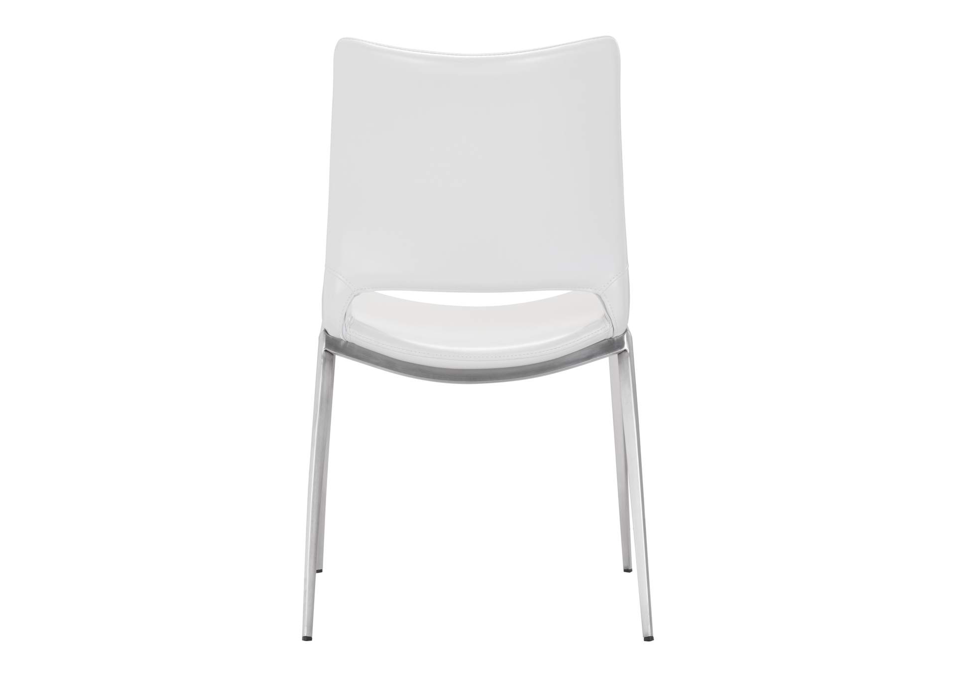 Ace Dining Chair (Set Of 2) White & Silver image 8