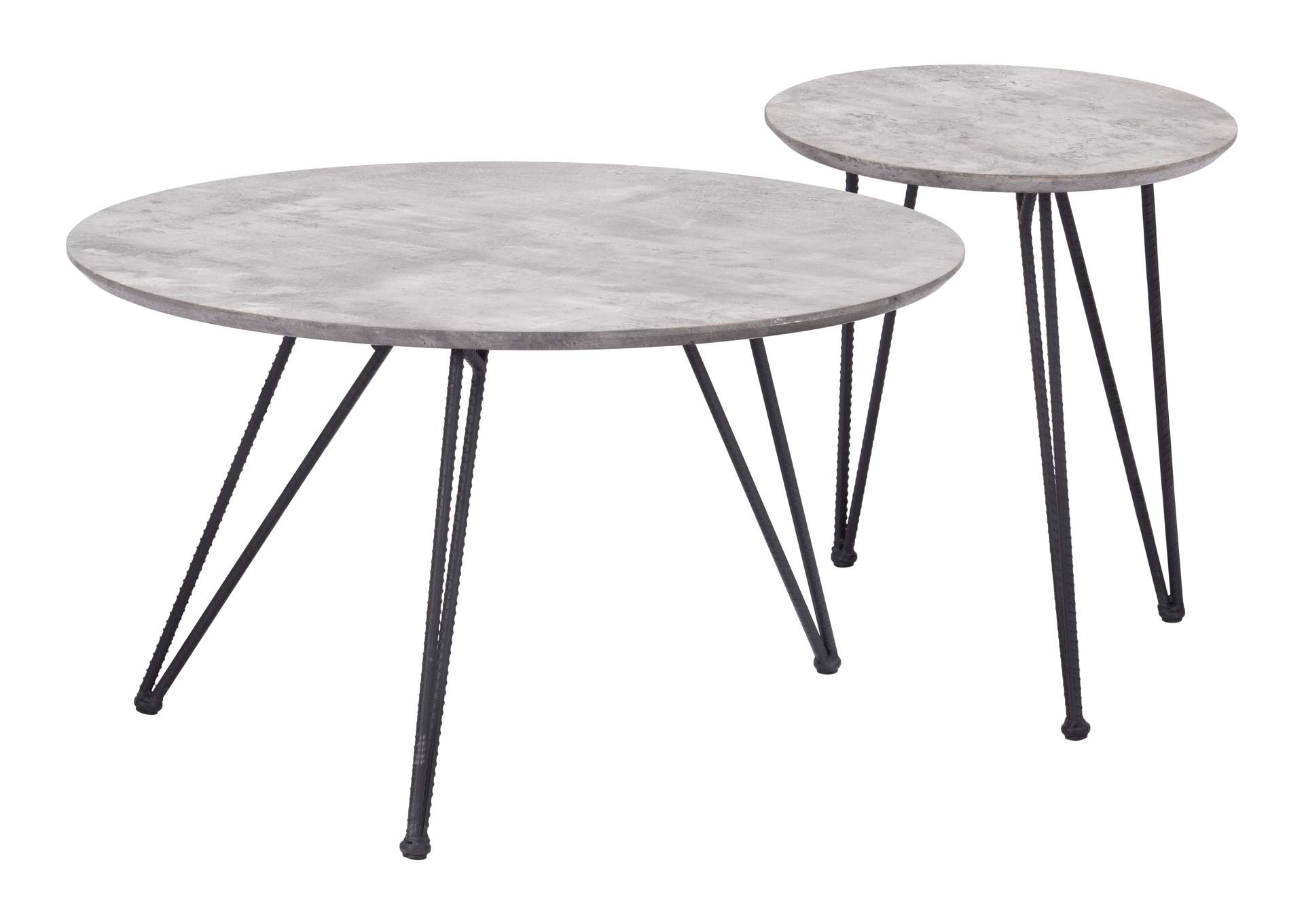 Kerris Coffee Table Set (2-Piece) Gray & Black image 3