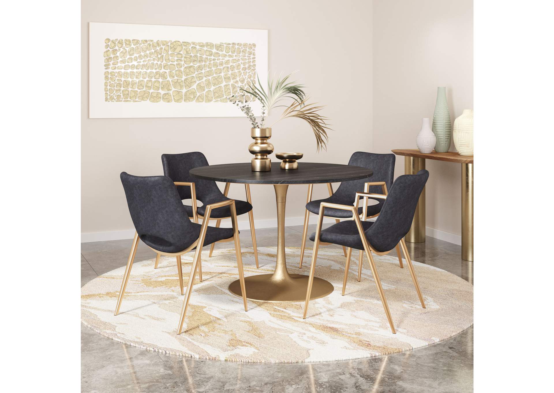 Desi Dining Chair (Set Of 2) Black & Gold image 3