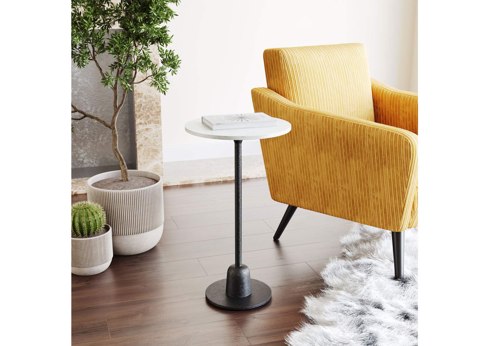 Woozy Side Table White & Black
