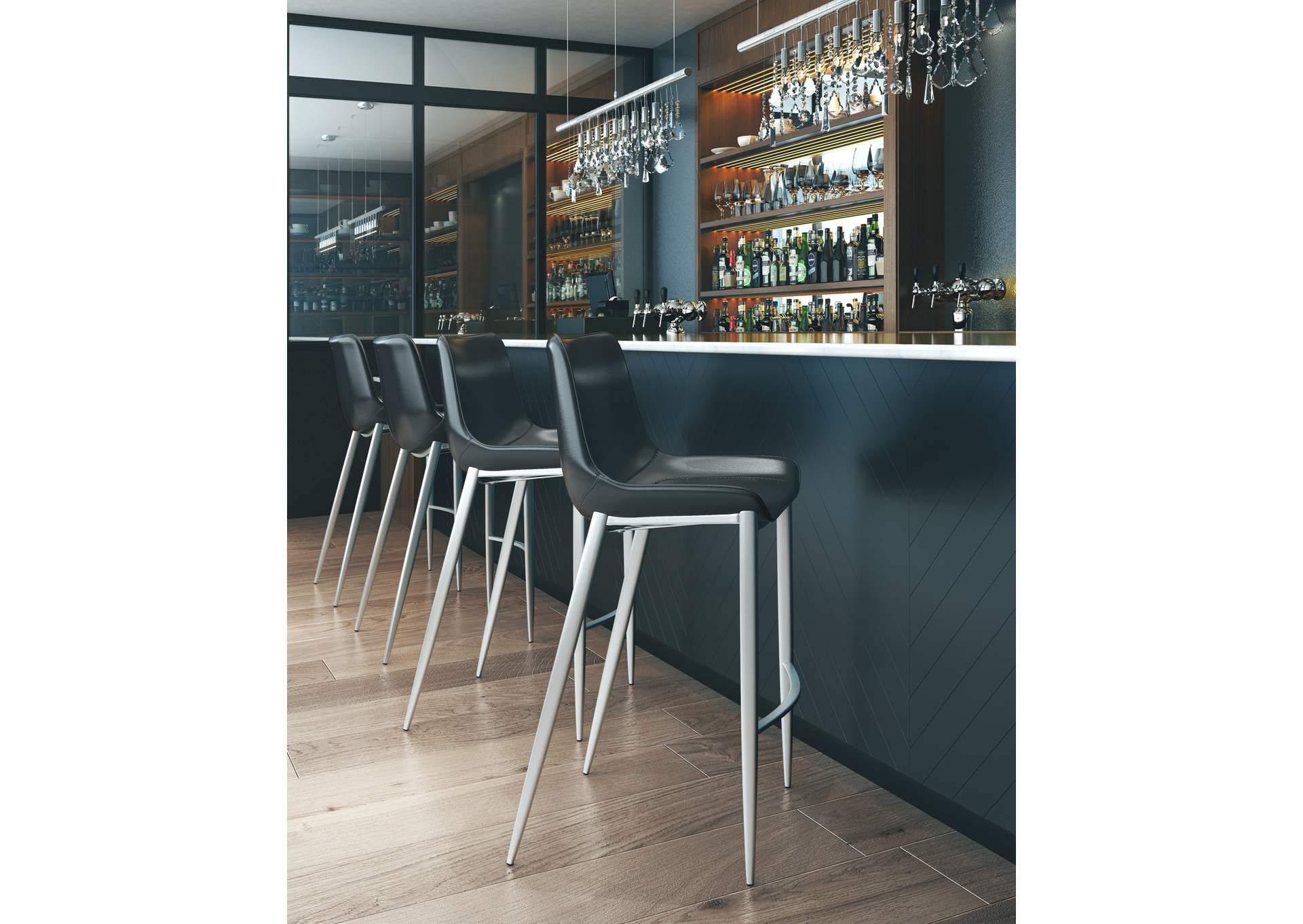 Magnus Barstool (Set Of 2) Black & Silver image 3