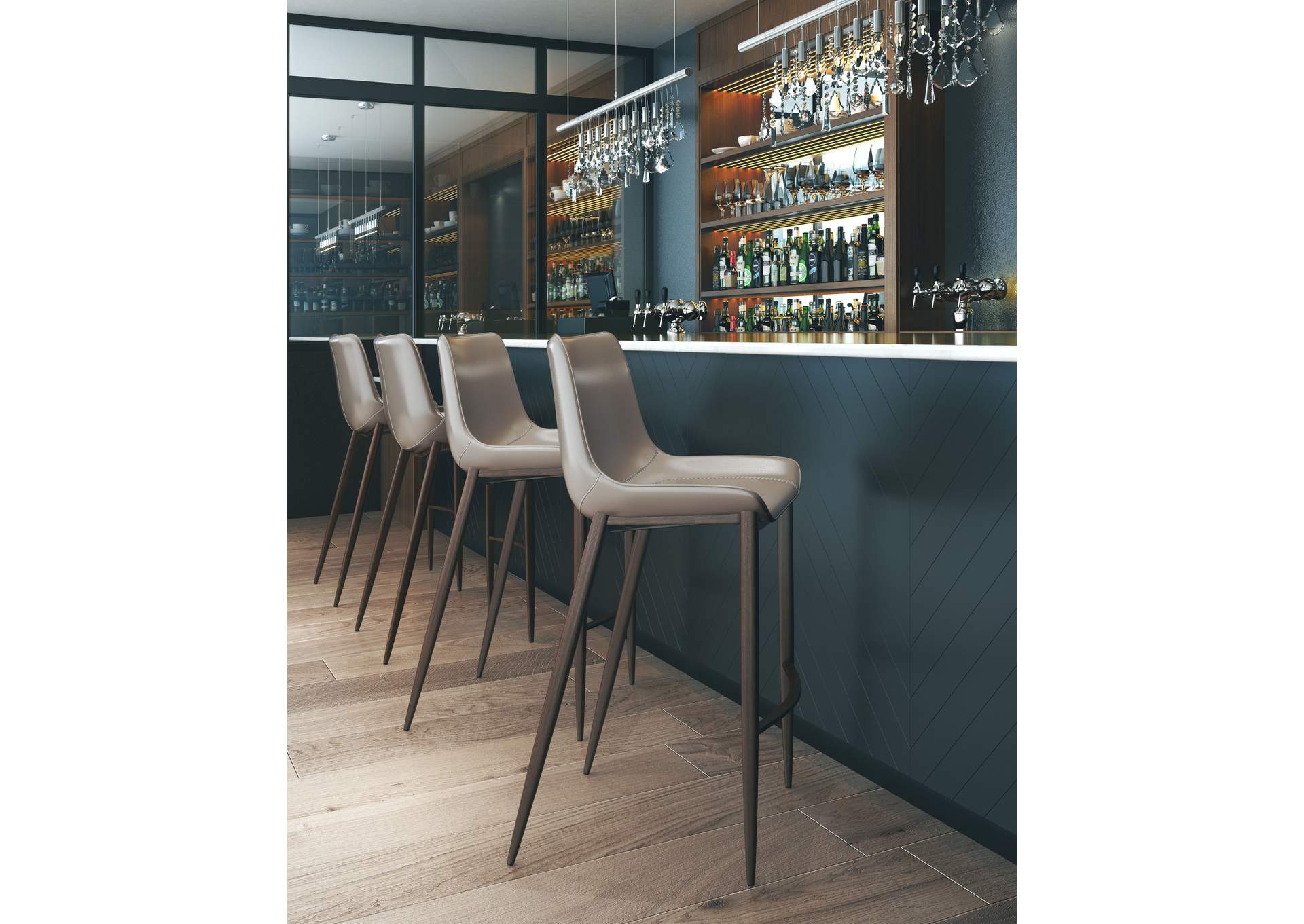 Magnus Barstool (Set Of 2) Brown & Walnut image 3