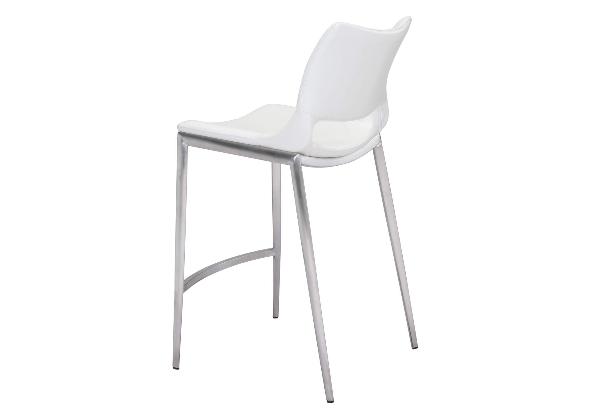 Ace Counter Stool (Set Of 2) White & Silver image 7