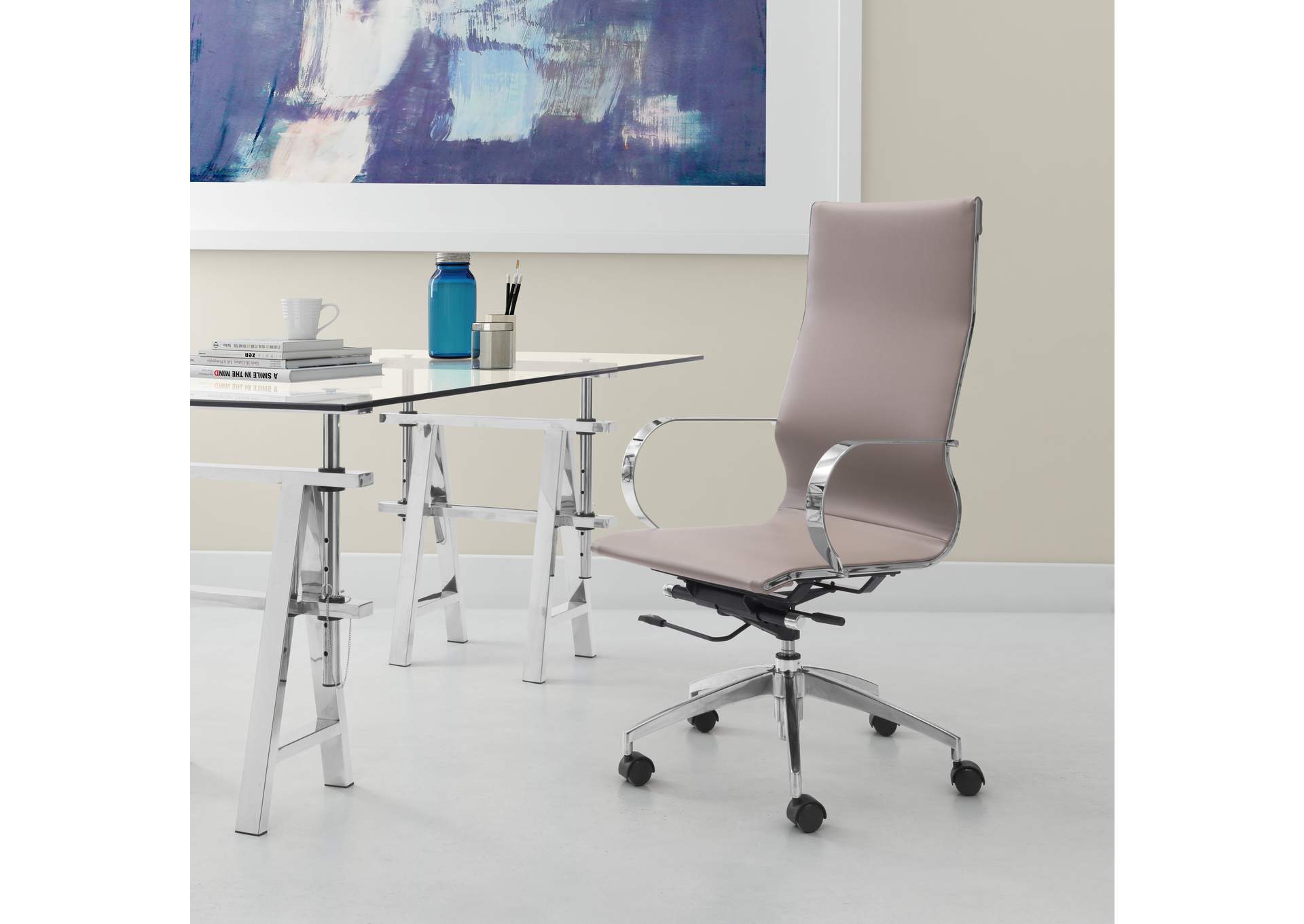 Glider High Back Office Chair Taupe image 1