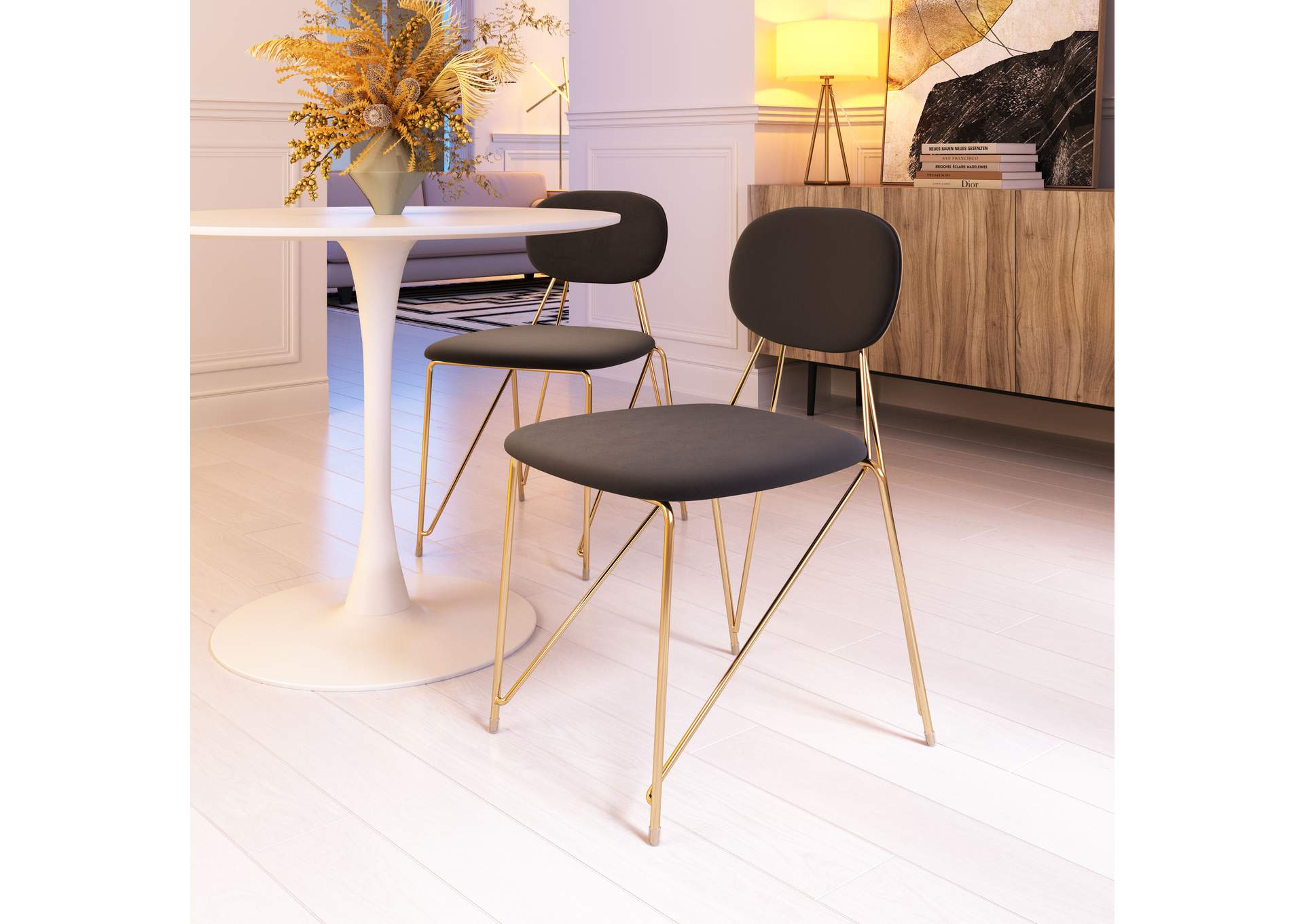 Georges Dining Chair (Set Of 2) Gray & Gold image 1