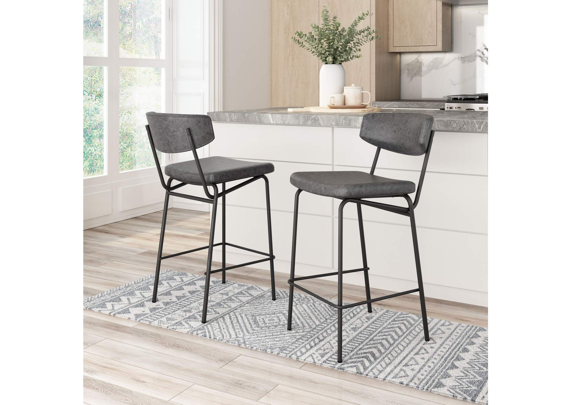 Charon Counter Stool (Set Of 2) Vintage Black image 1
