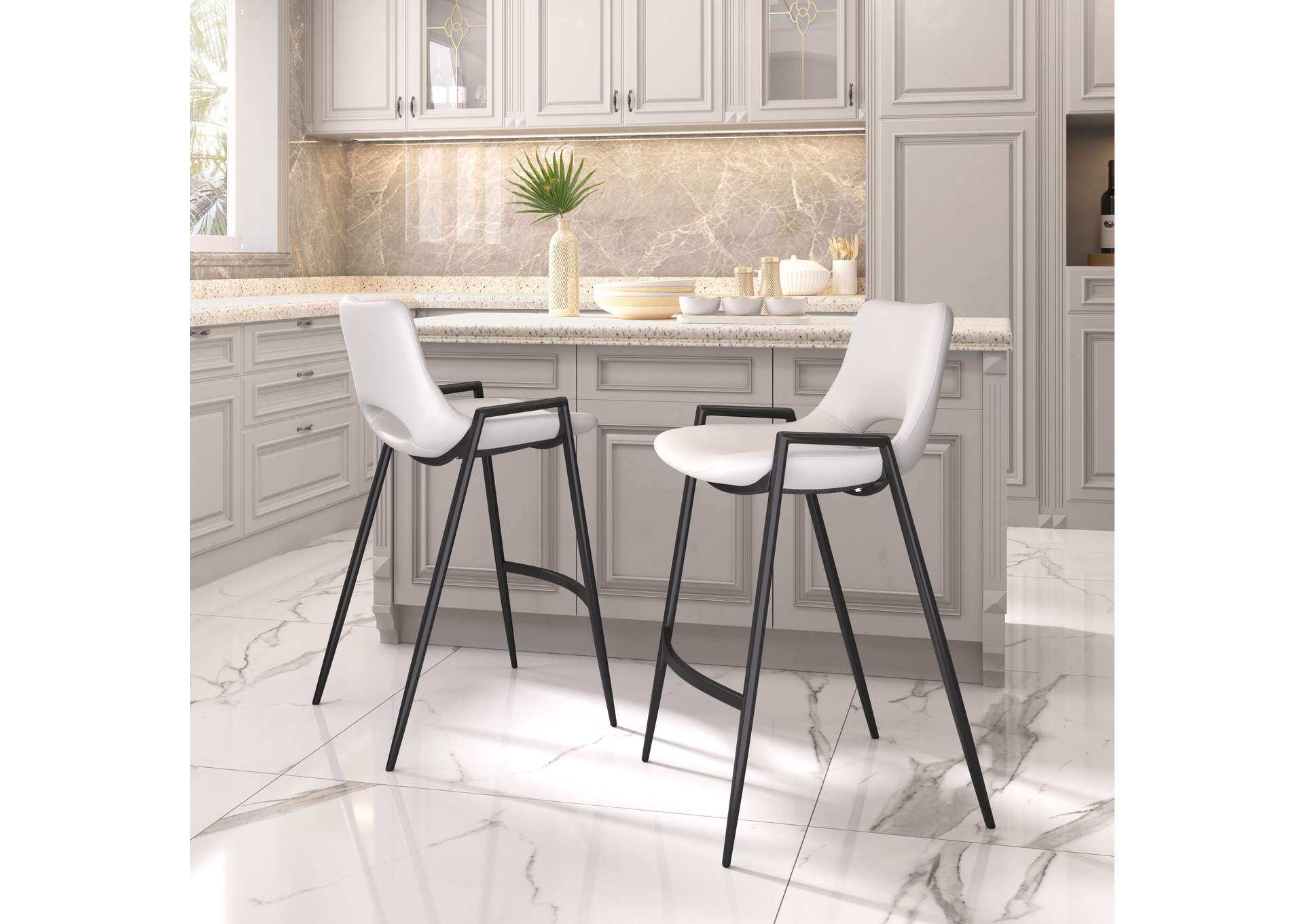 Desi Counter Stool (Set Of 2) White image 1
