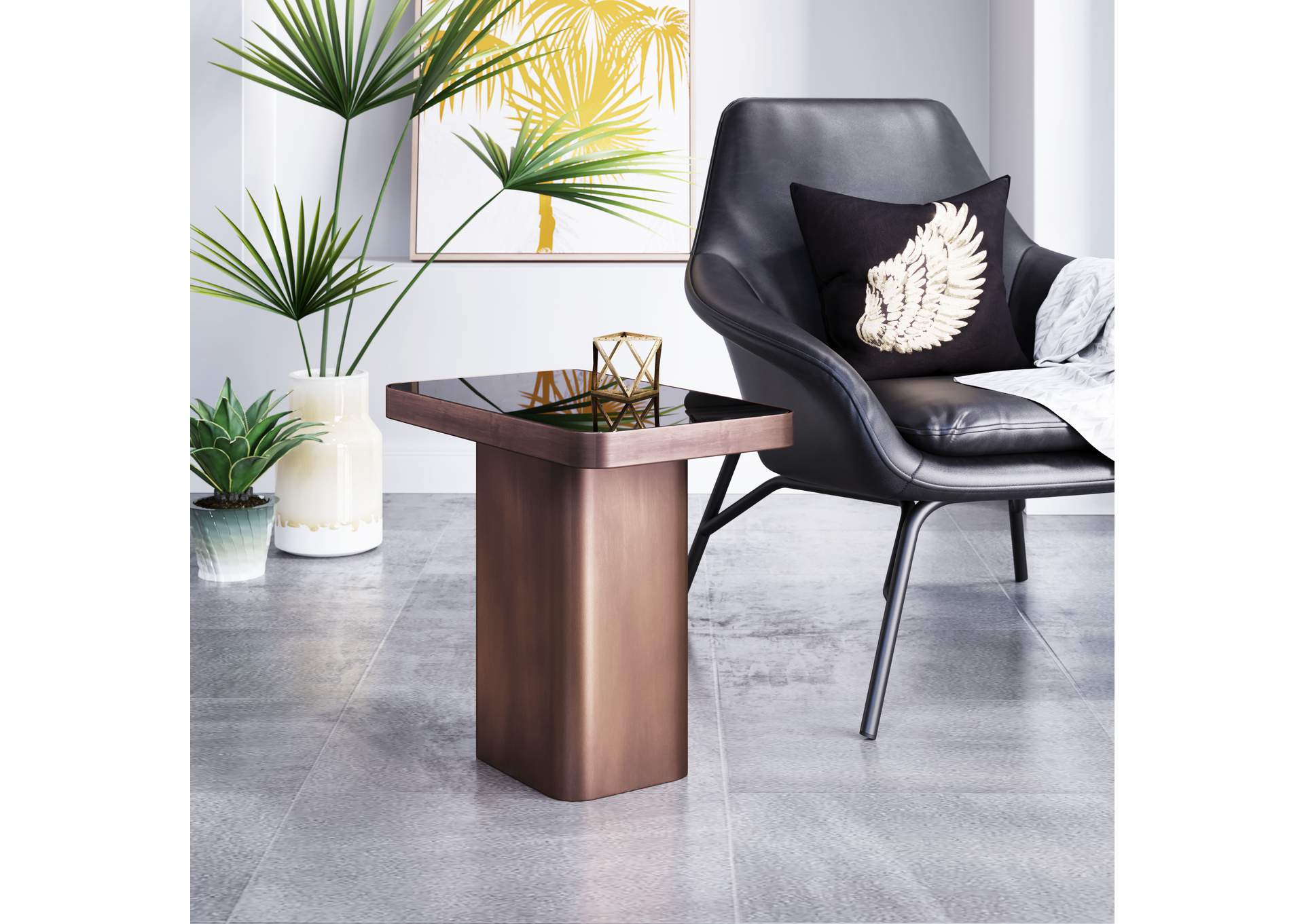 Marcos Side Table Black & Antique Bronze image 1