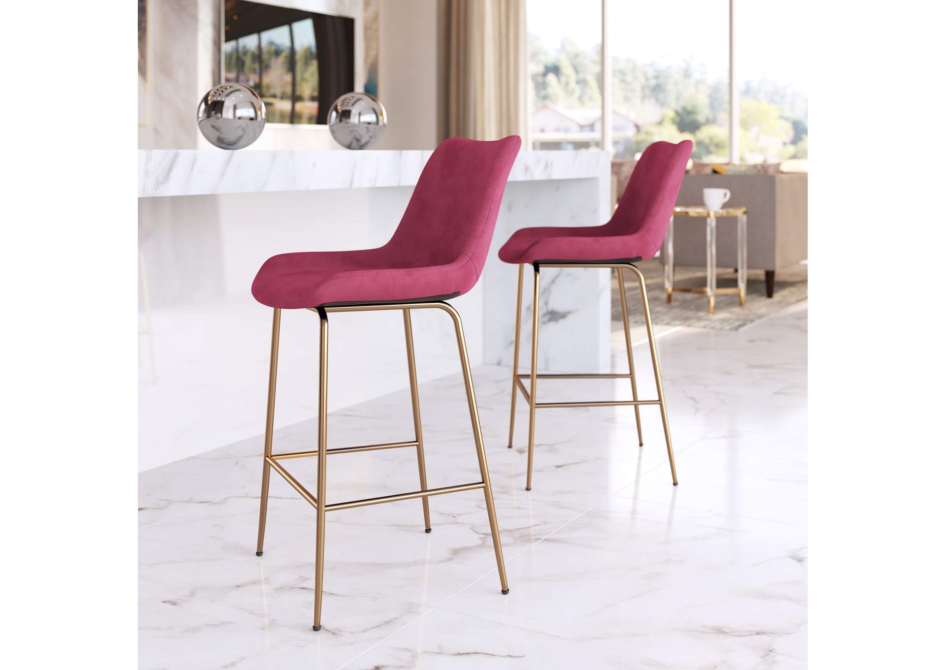 Tony Counter Stool Red & Gold image 3