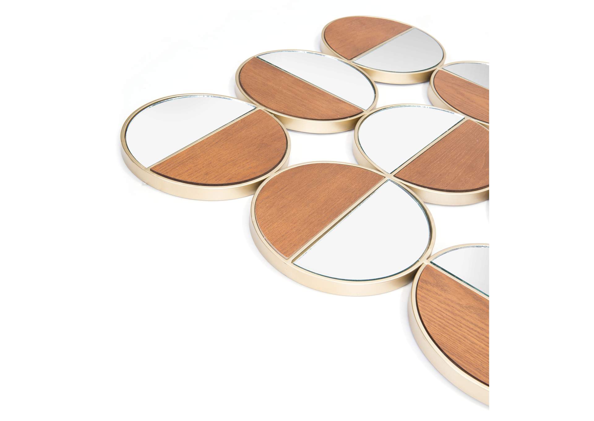 Cycle Round Mirror Gold & Walnut image 7