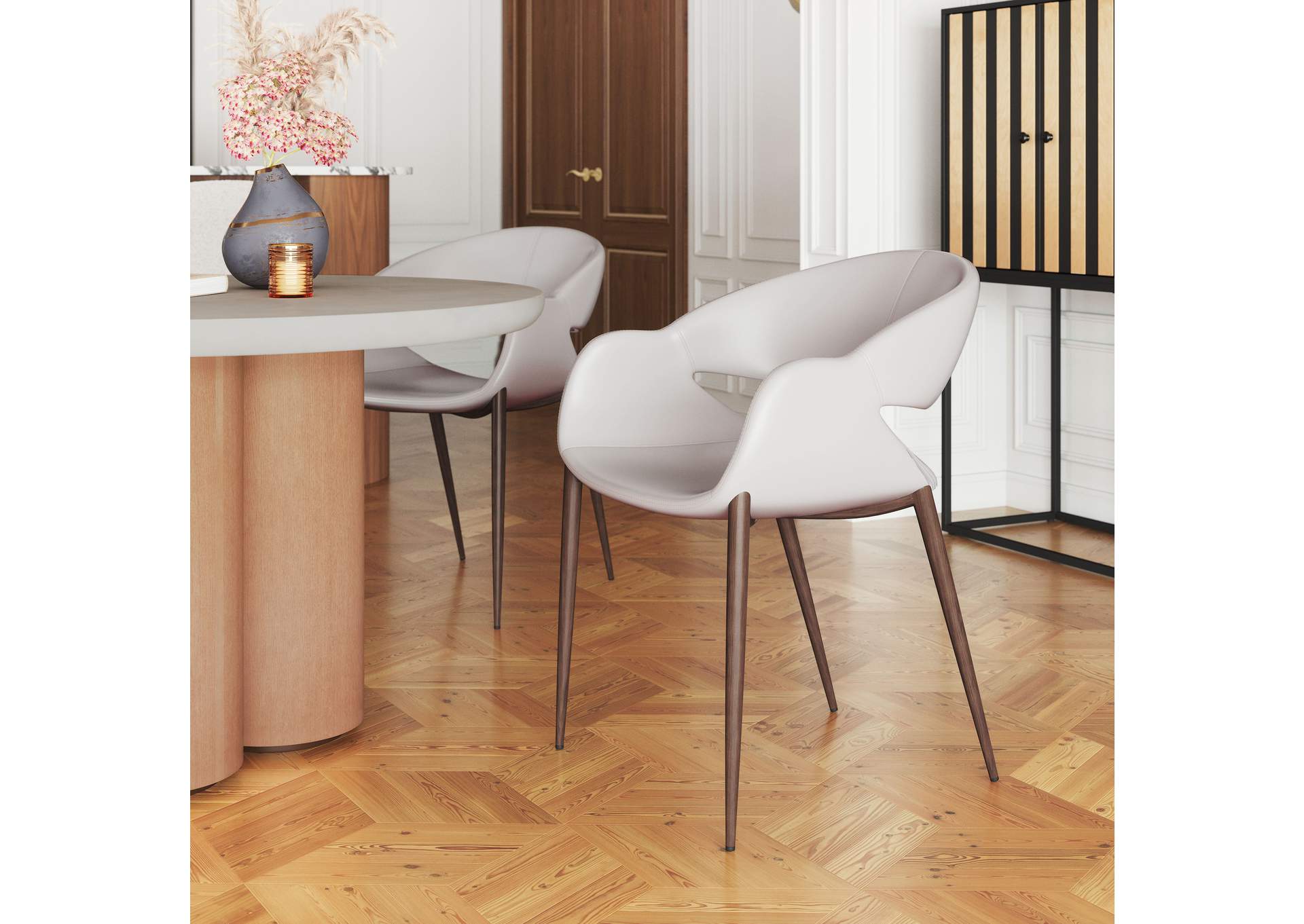 Limay Dining Chair (Set Of 2) Beige & Walnut image 1
