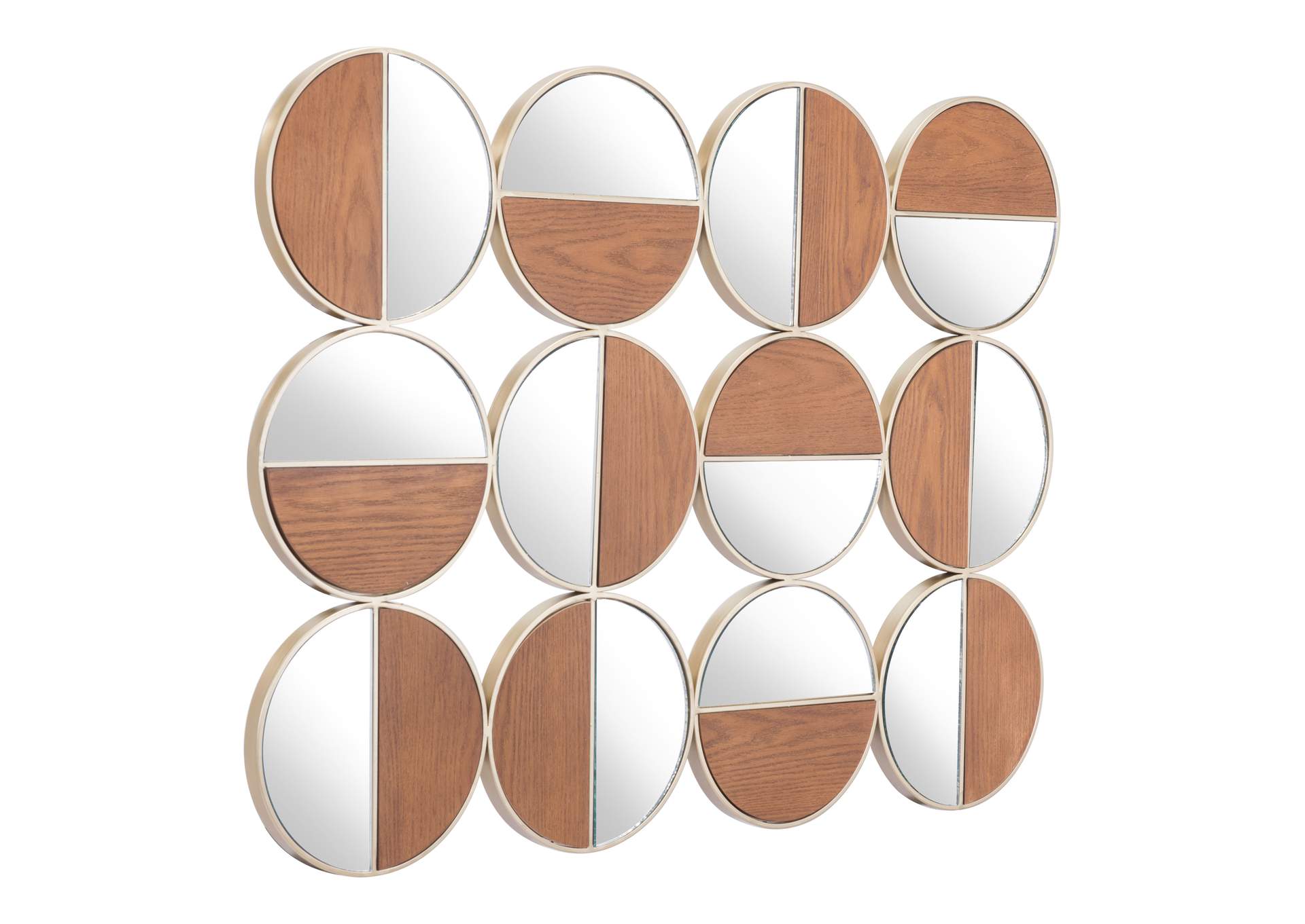 Cycle Round Mirror Gold & Walnut image 3
