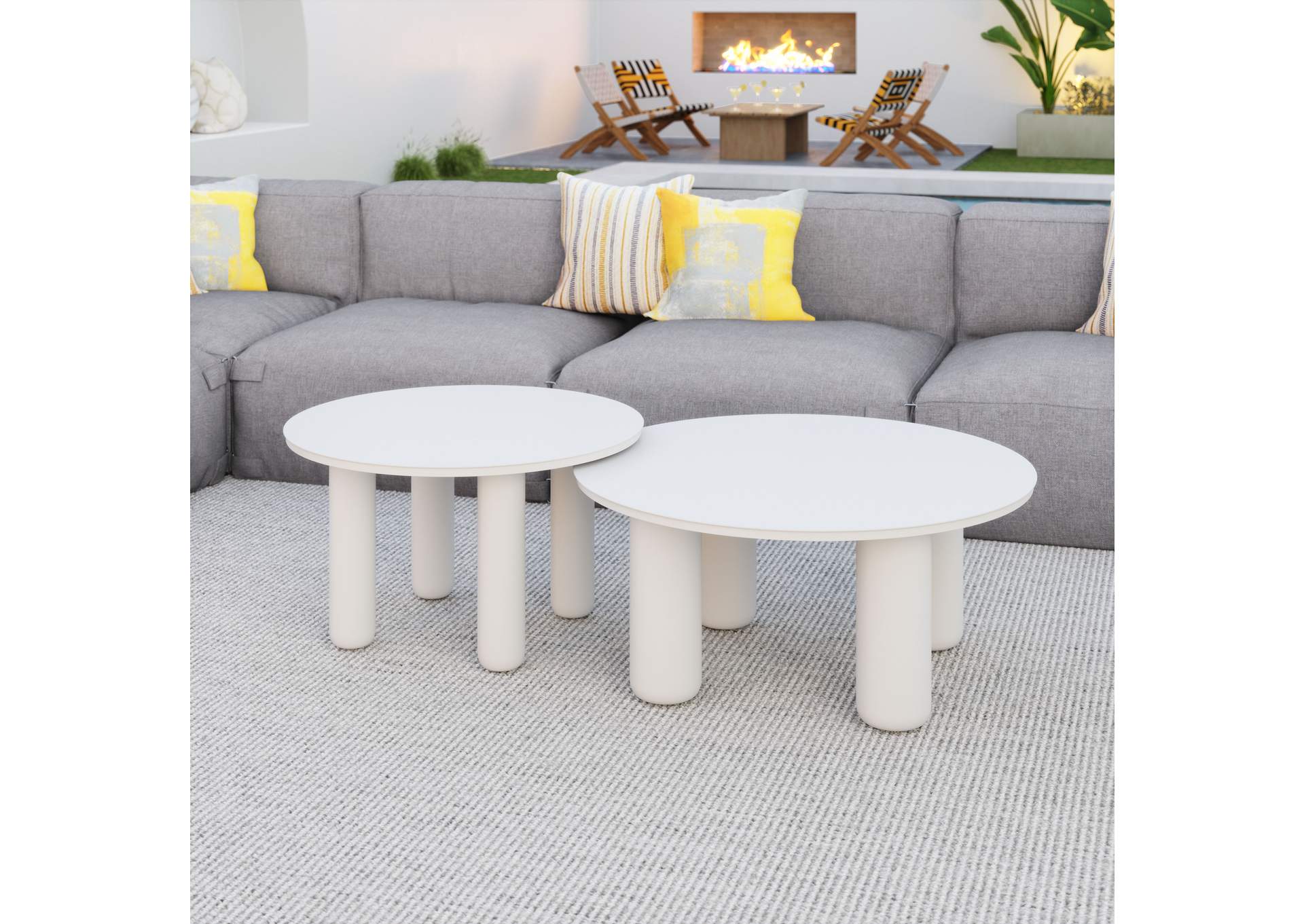 Ola Outdoor Coffee Table Set (2-Piece) White