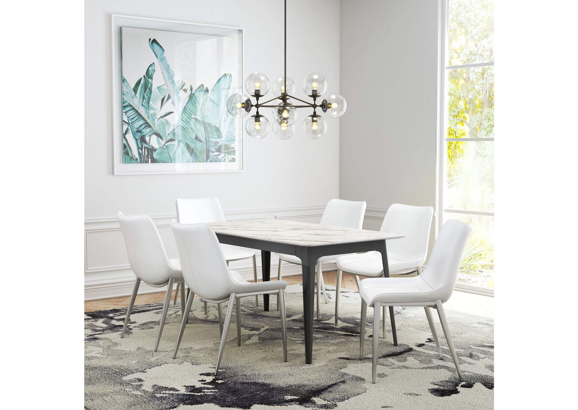 Magnus Dining Chair (Set Of 2) White & Silver image 3