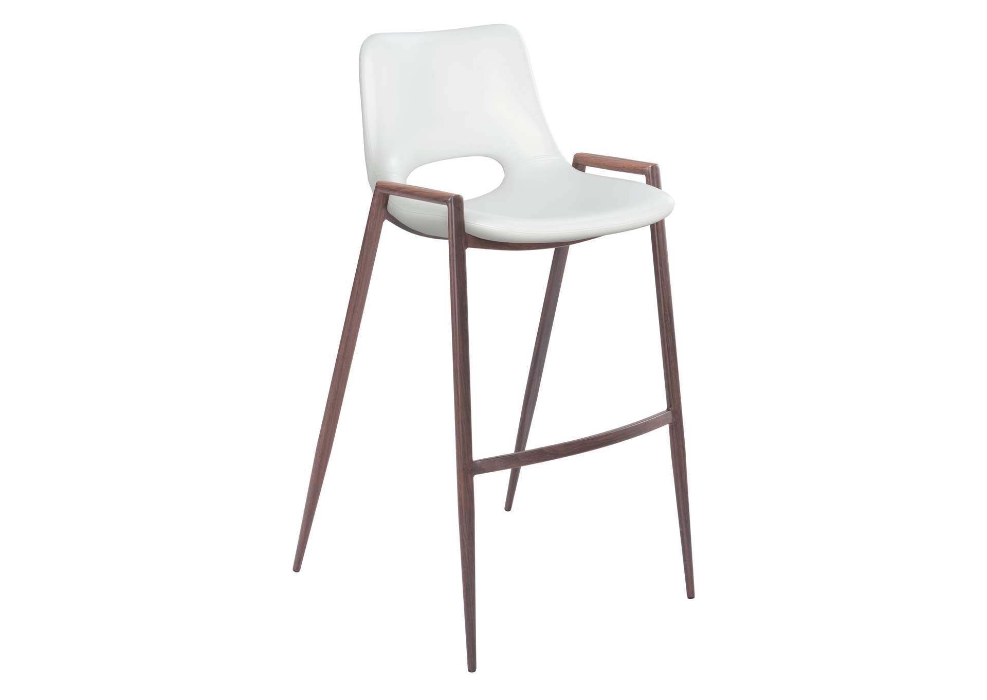 Desi Barstool (Set Of 2) White & Walnut image 4