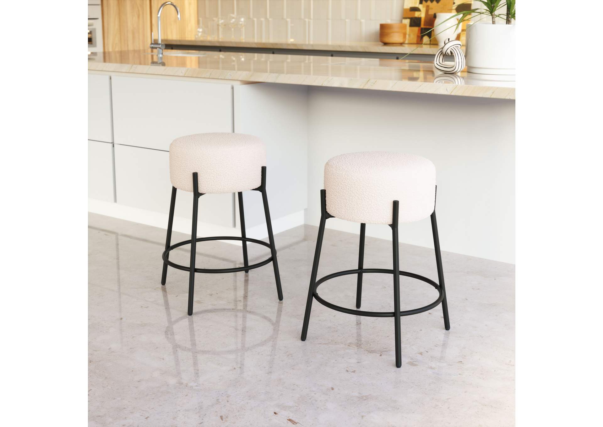Blanche Counter Stool (Set Of 2) Ivory image 1