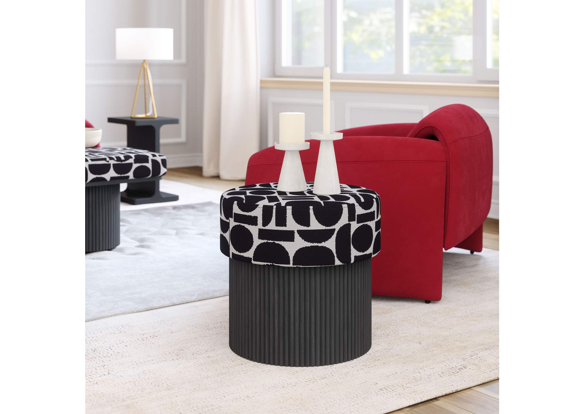 Boto Storage Ottoman Black & White image 1
