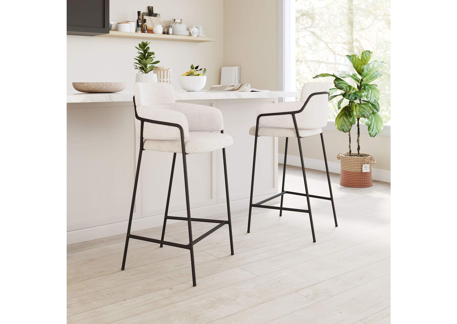 Marcel Barstool (Set Of 2) Cream image 1