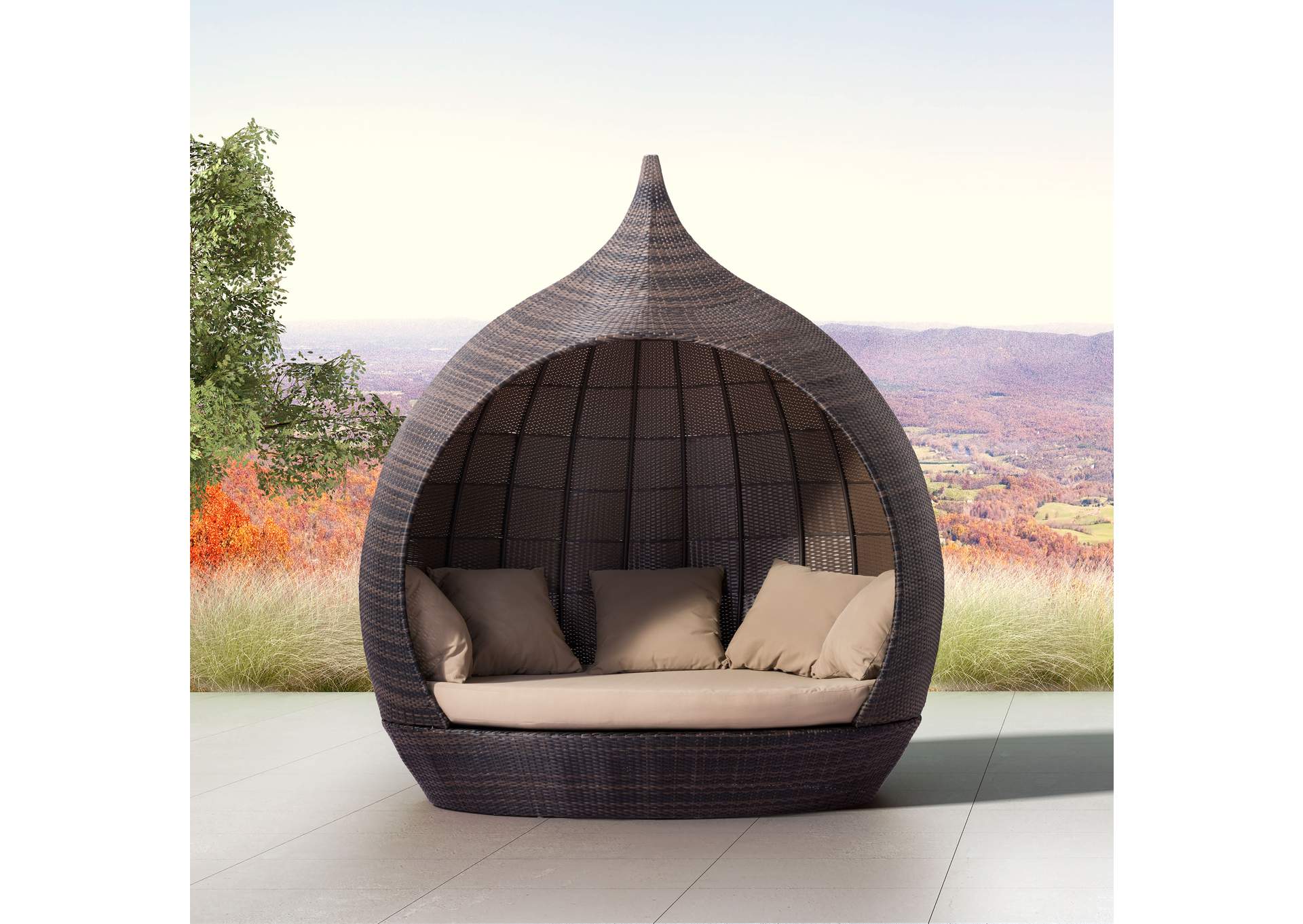 Martinique Outdoor Beach Daybed Brown & Beige