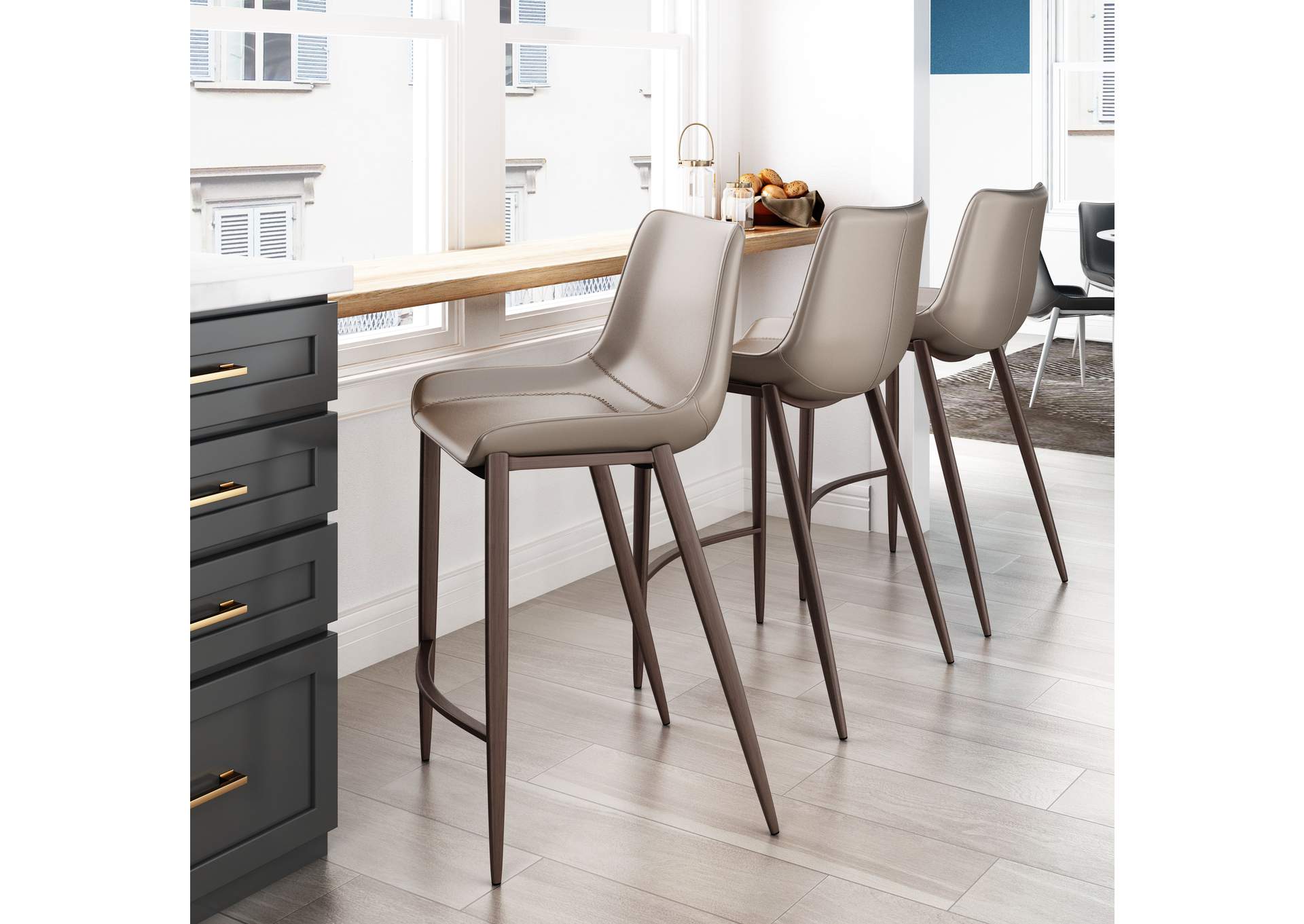 Magnus Counter Stool (Set Of 2) Brown & Walnut image 1