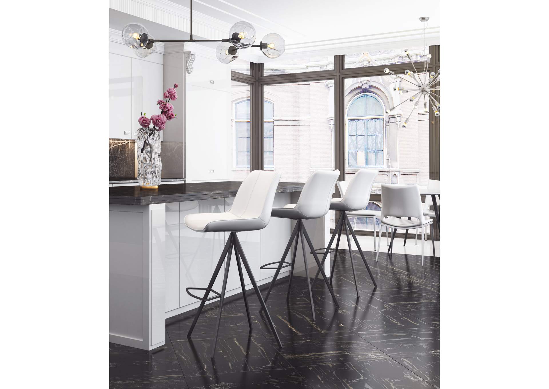 Aki Barstool (Set Of 2) White & Black image 1