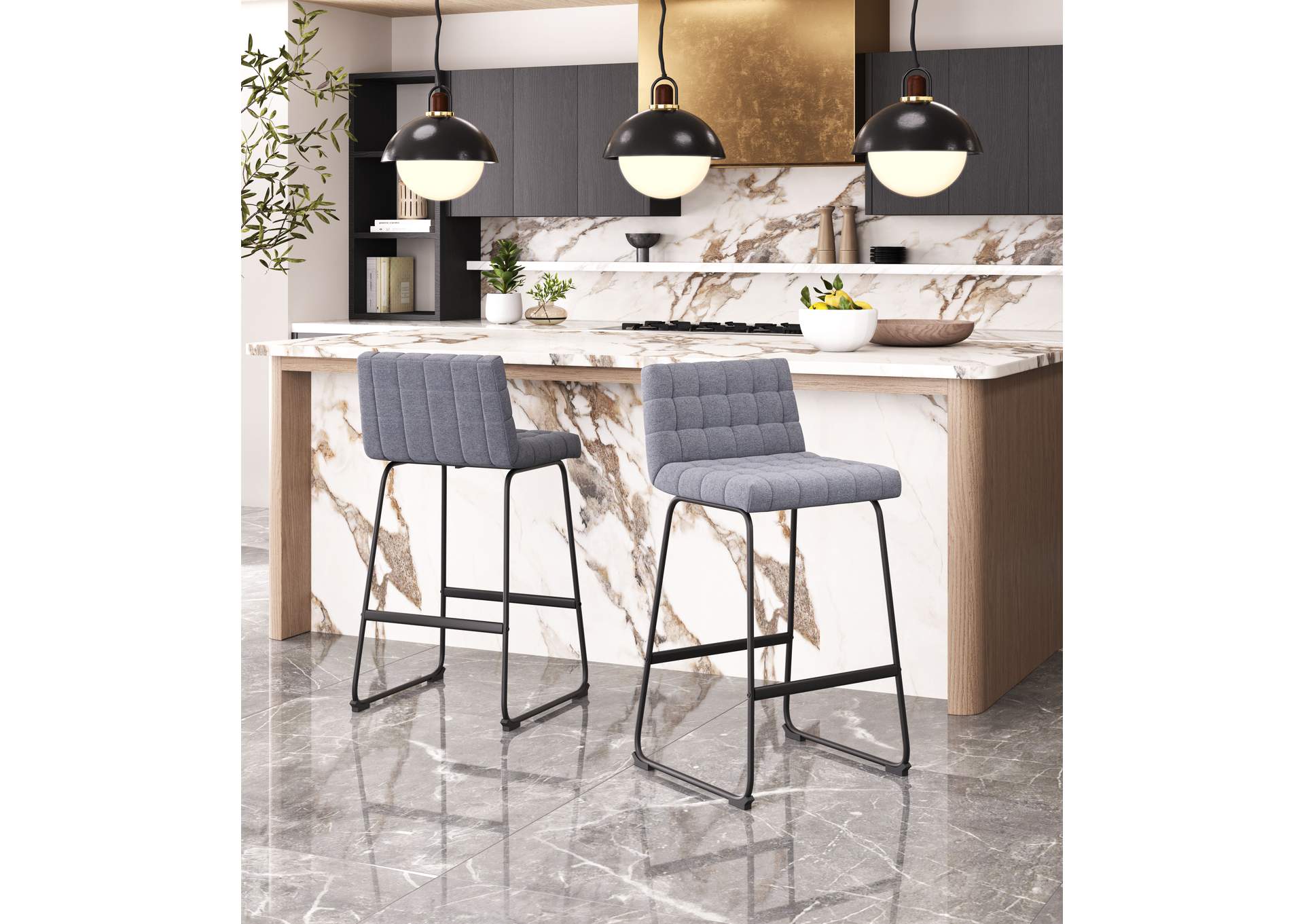 Pago Barstool (Set Of 2) Gray image 1