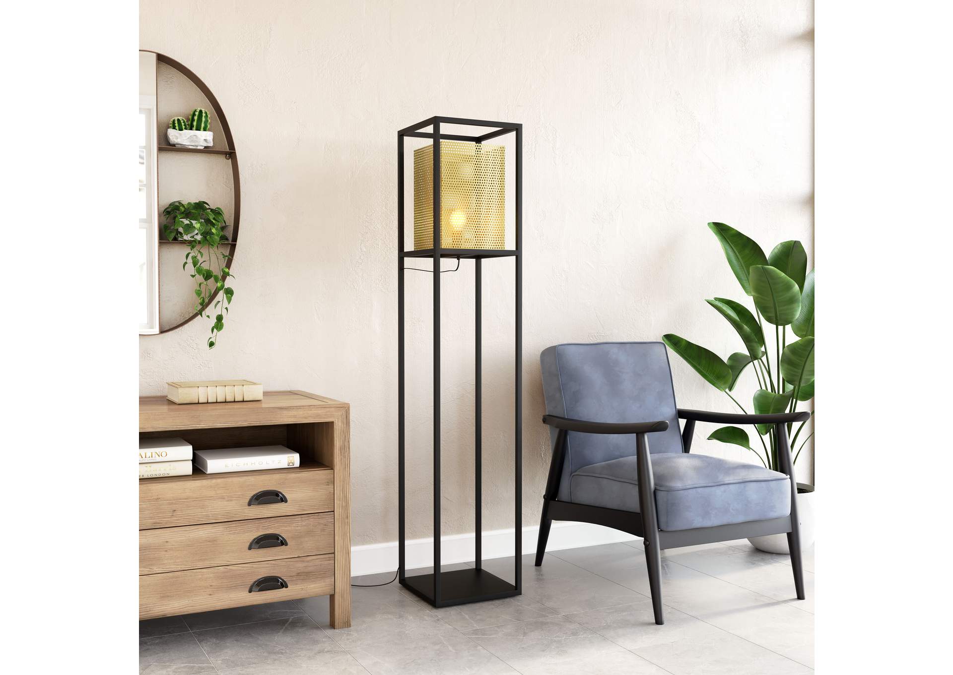 Yves Floor Lamp Gold & Black image 1